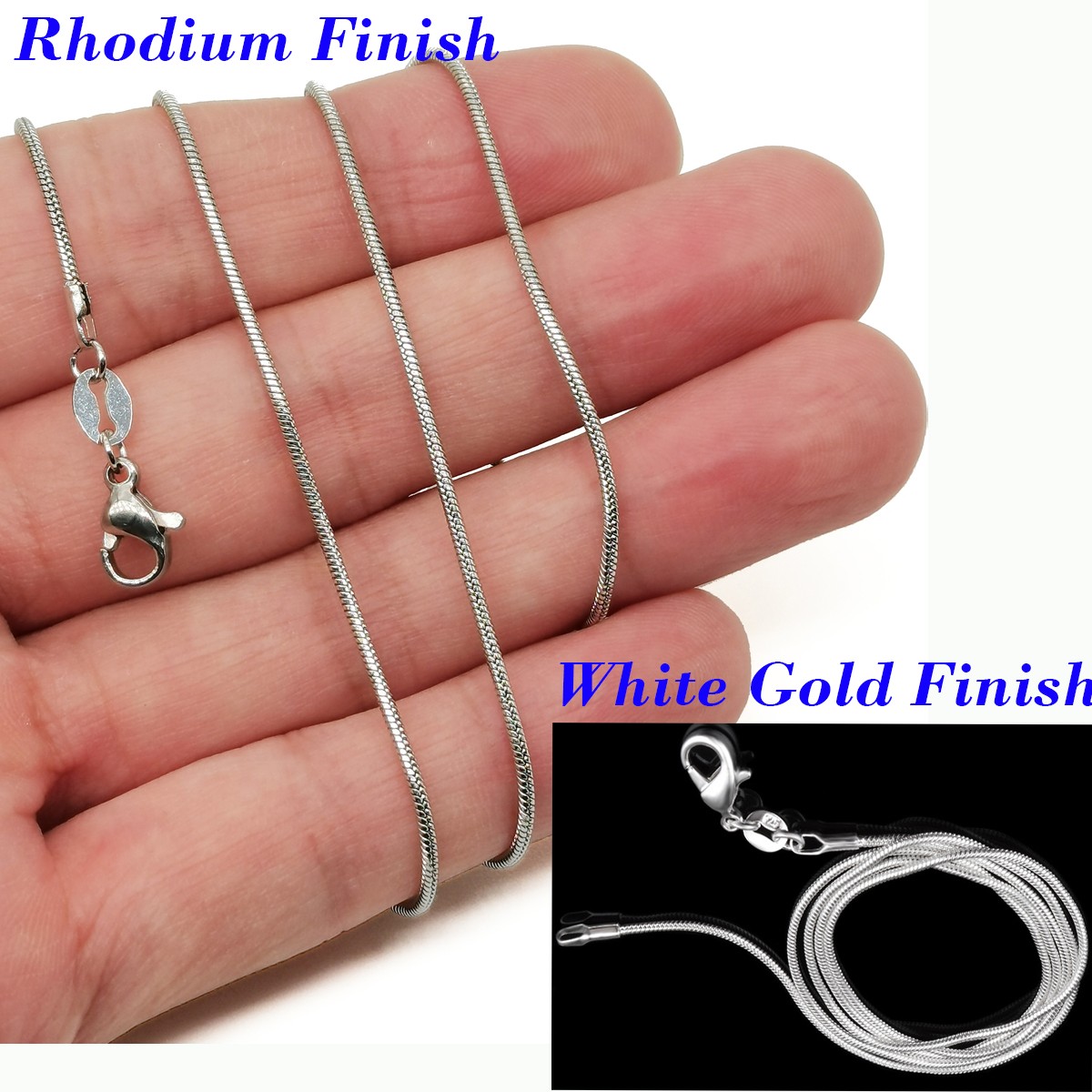 Men&Women’s Real 925 Sterling Silver Lead-Free 28inch 1.2mm Snake Chain Necklace