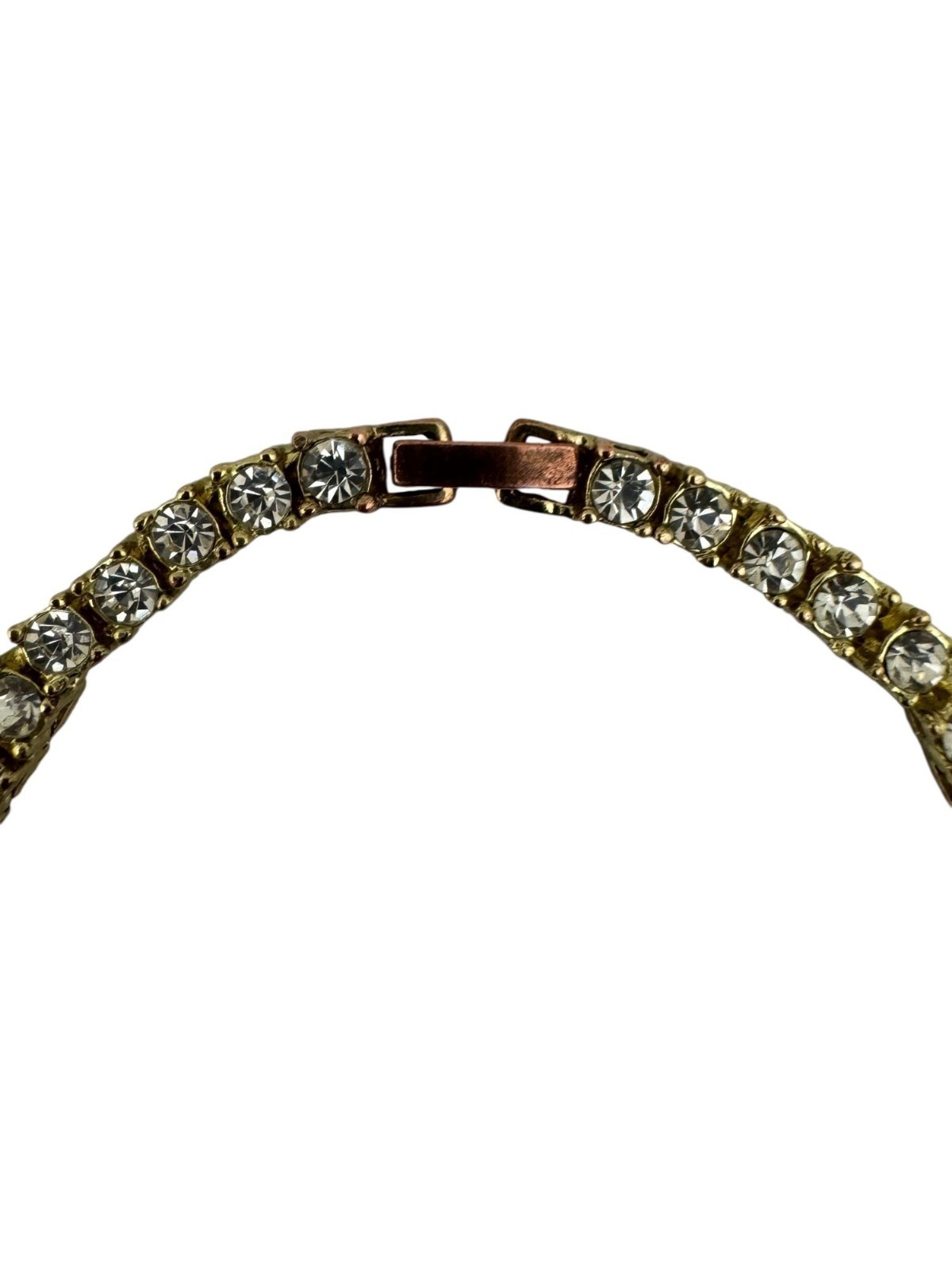 Tennis Necklace 18″ Square Cubic Zirconia Gold Plated Jewelry Fold Over Clasp
