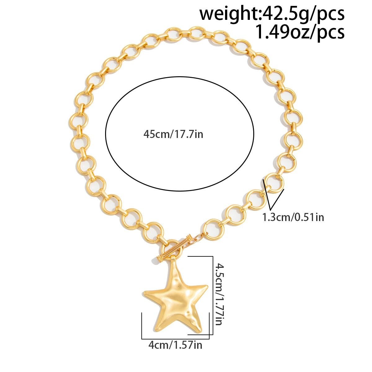 Trendy Chunky Star Necklace for Women – Big Statement Pendant, Thick Chain, Boho