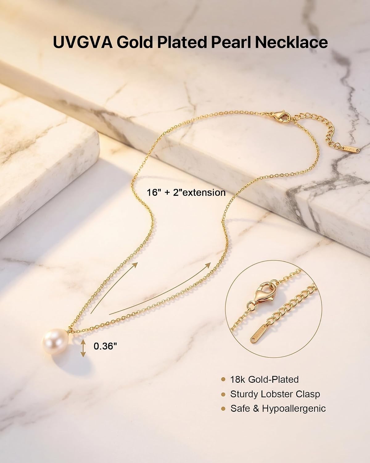 Minimalist 18K Gold Pearl Pendant Necklace for Women – Perfect Gift & Daily Wear