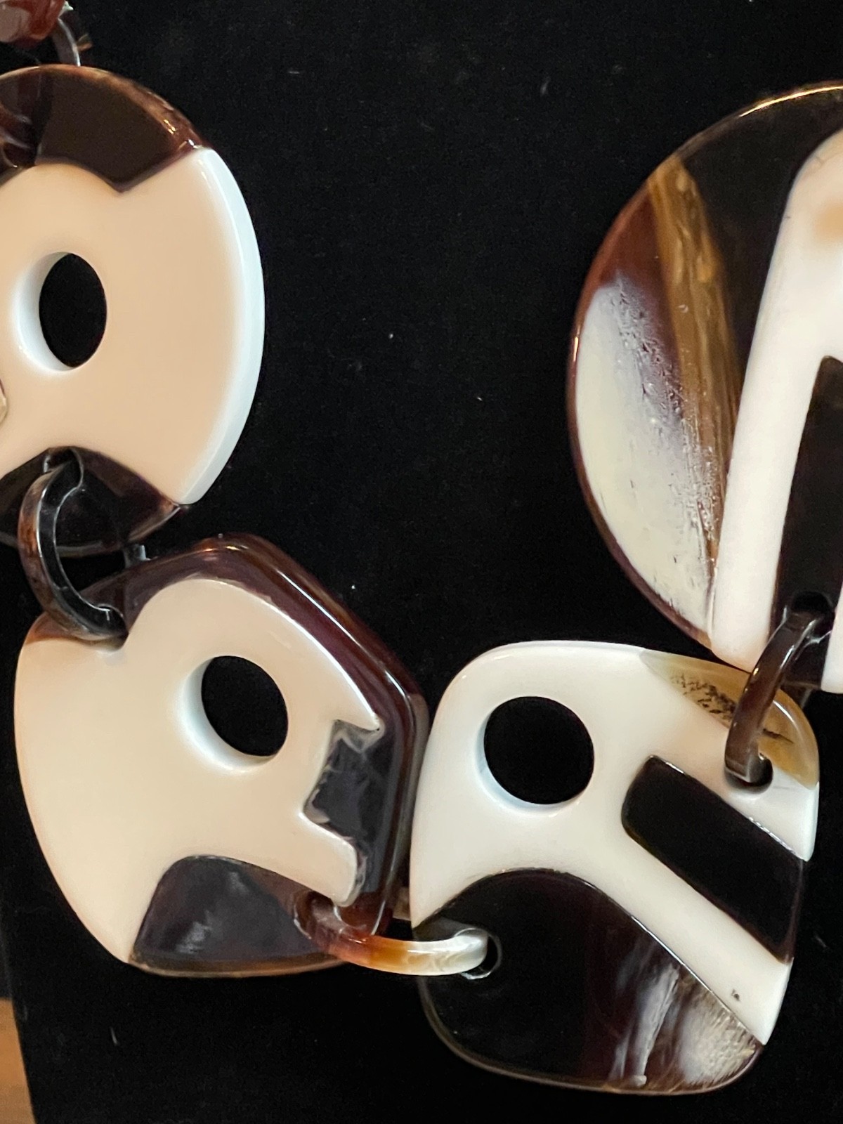 Vintage 60s Mod Chunky Statement Necklace Tortoiseshell Acrylic Geometric Runway