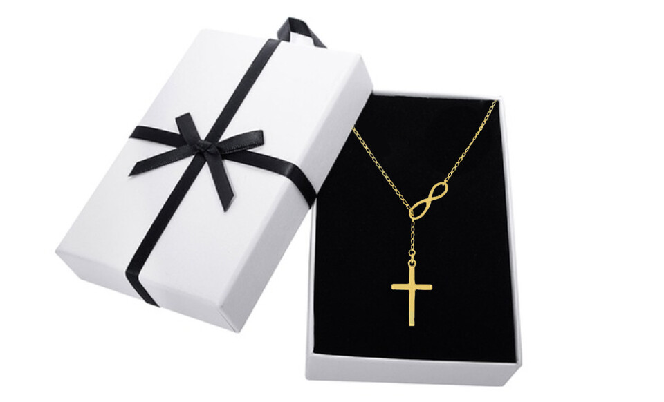 Solid 925 Sterling Silver Infinity Cross Necklace For Women Made In Italy – 18″