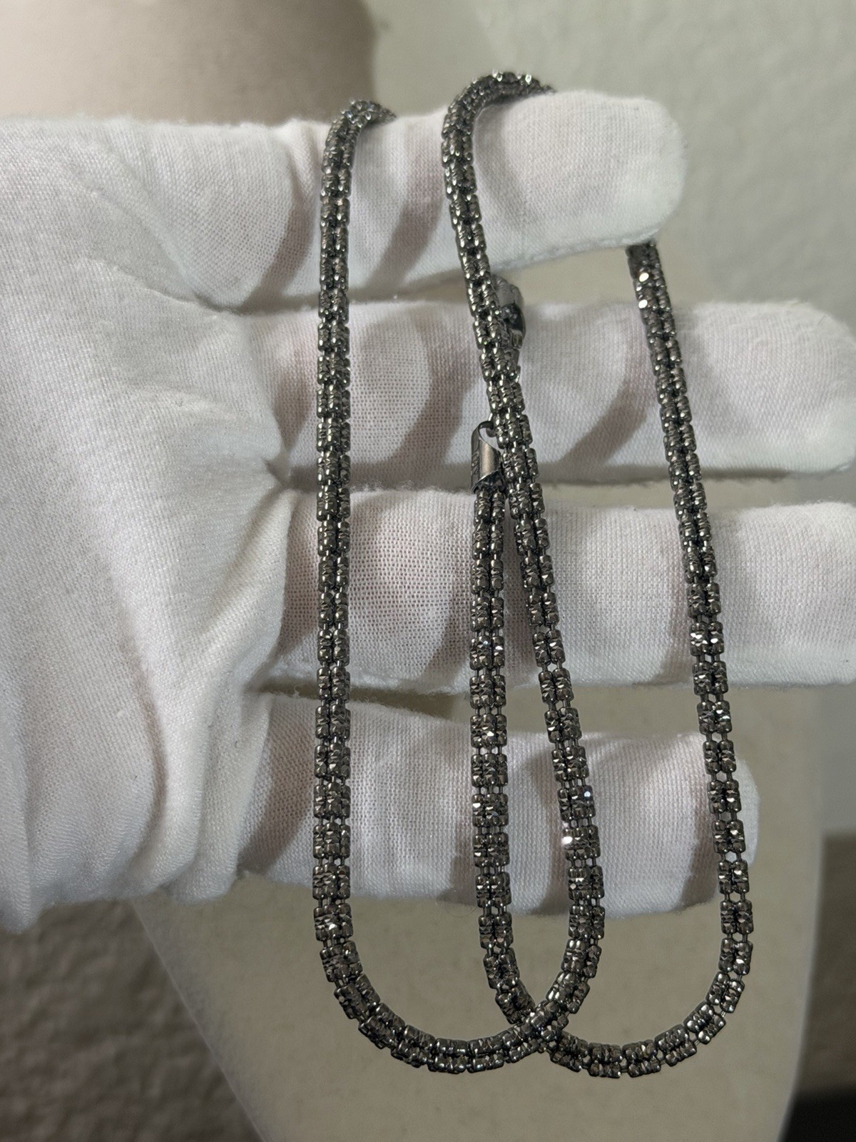 22 inch 3mm – 925 Sterling Silver Ice Barrel Chain Black Rhodium Finished
