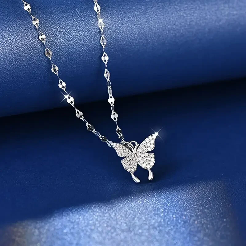 925 SILVER PLATED BUTTERFLY NECKLACE PENDANT ELEGANT JEWELARY PERFECT AS A GIFT
