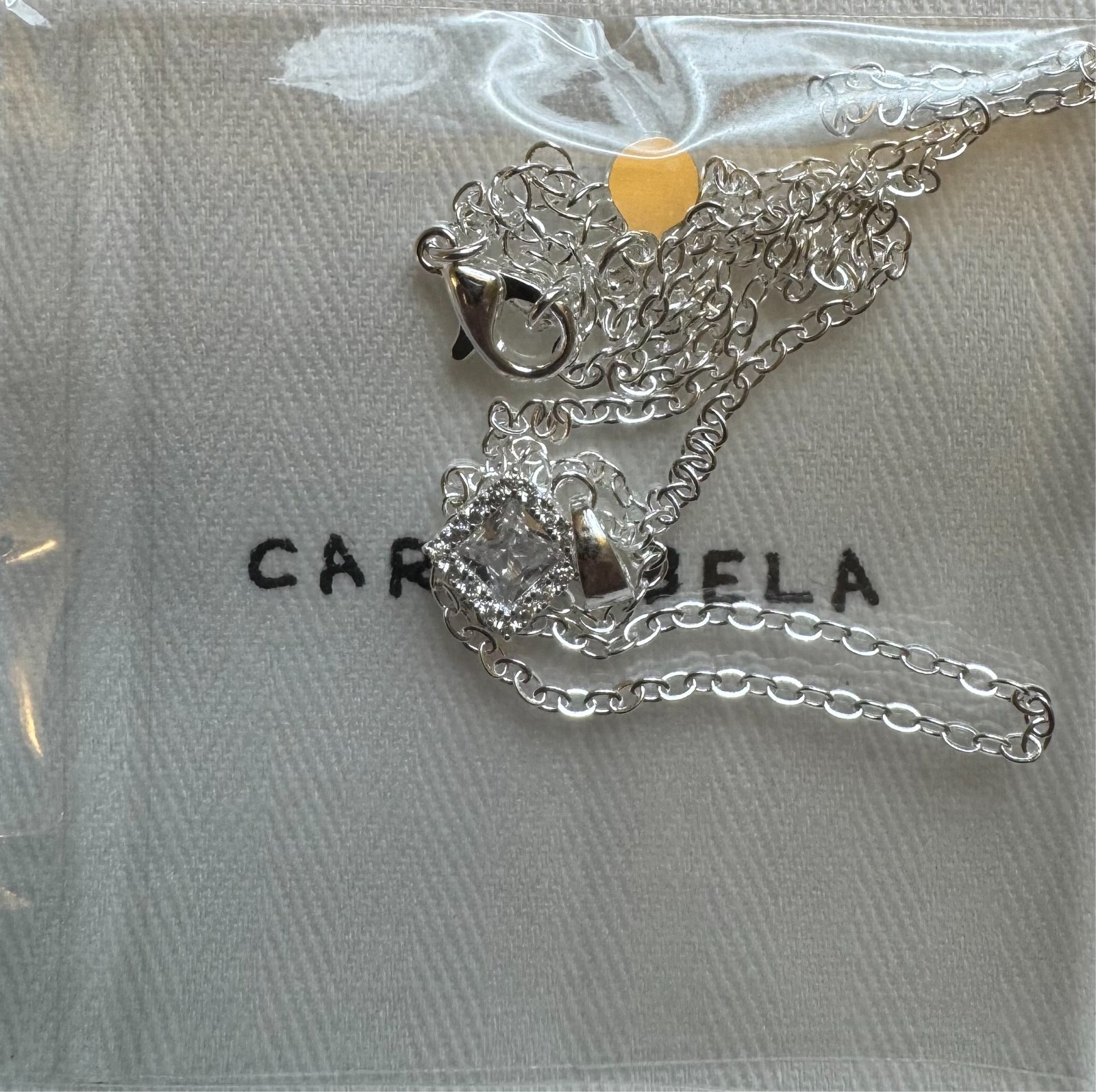Carol Bela Sterling Silver Necklace with Square Zirconia Pendant, 45cm, 2.2g