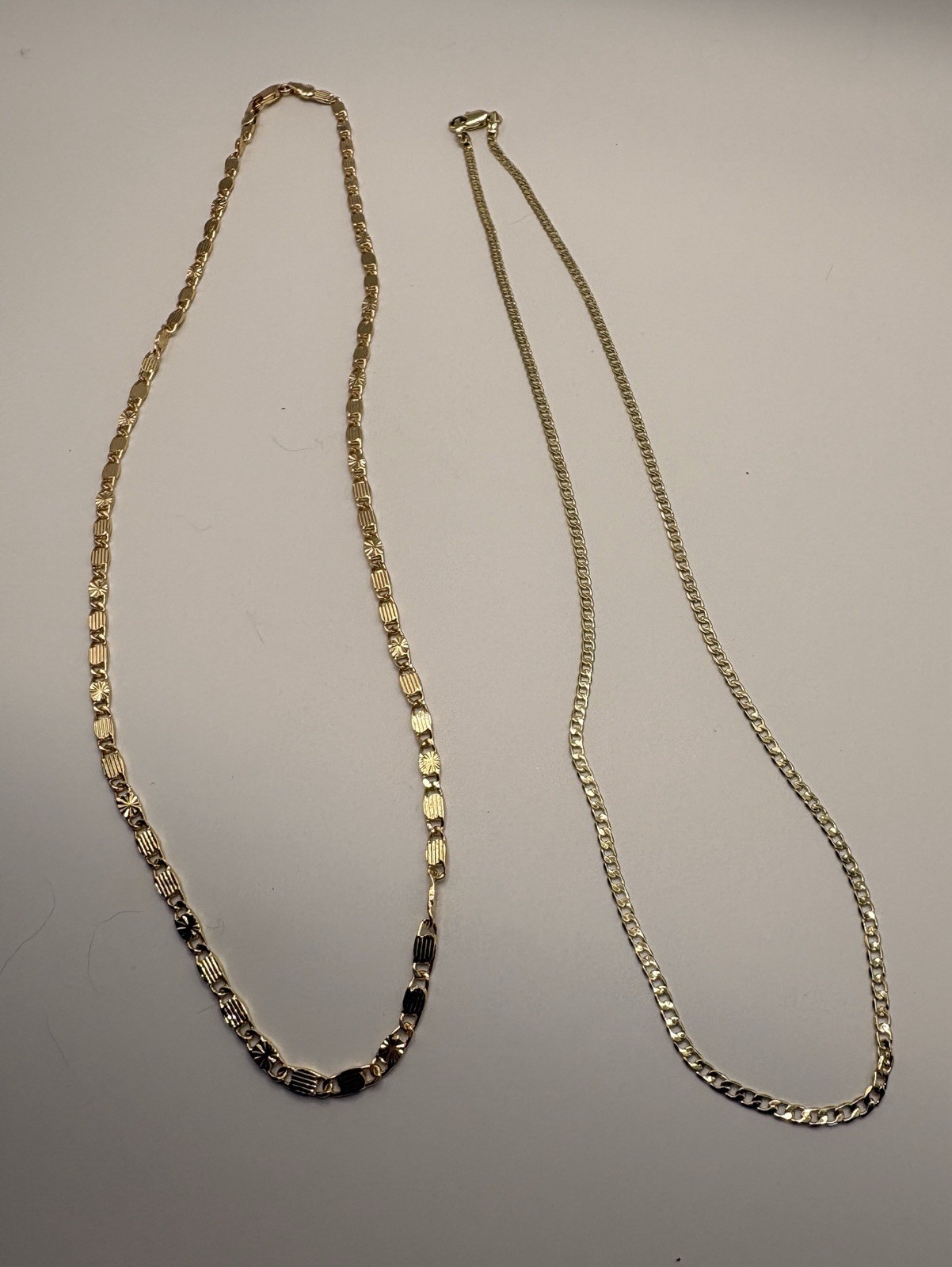 Lot of 2 14k Gold Plated Cuban and Valentino Necklace Chains New See Description