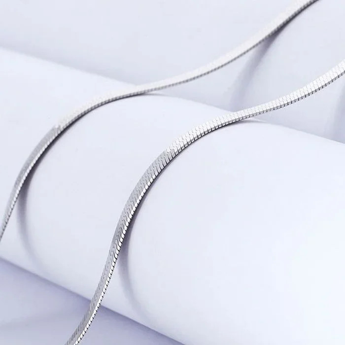 925 Sterling silver 18K Gold 4MM Flat chain Necklace for Women Luxury Fine Jewel