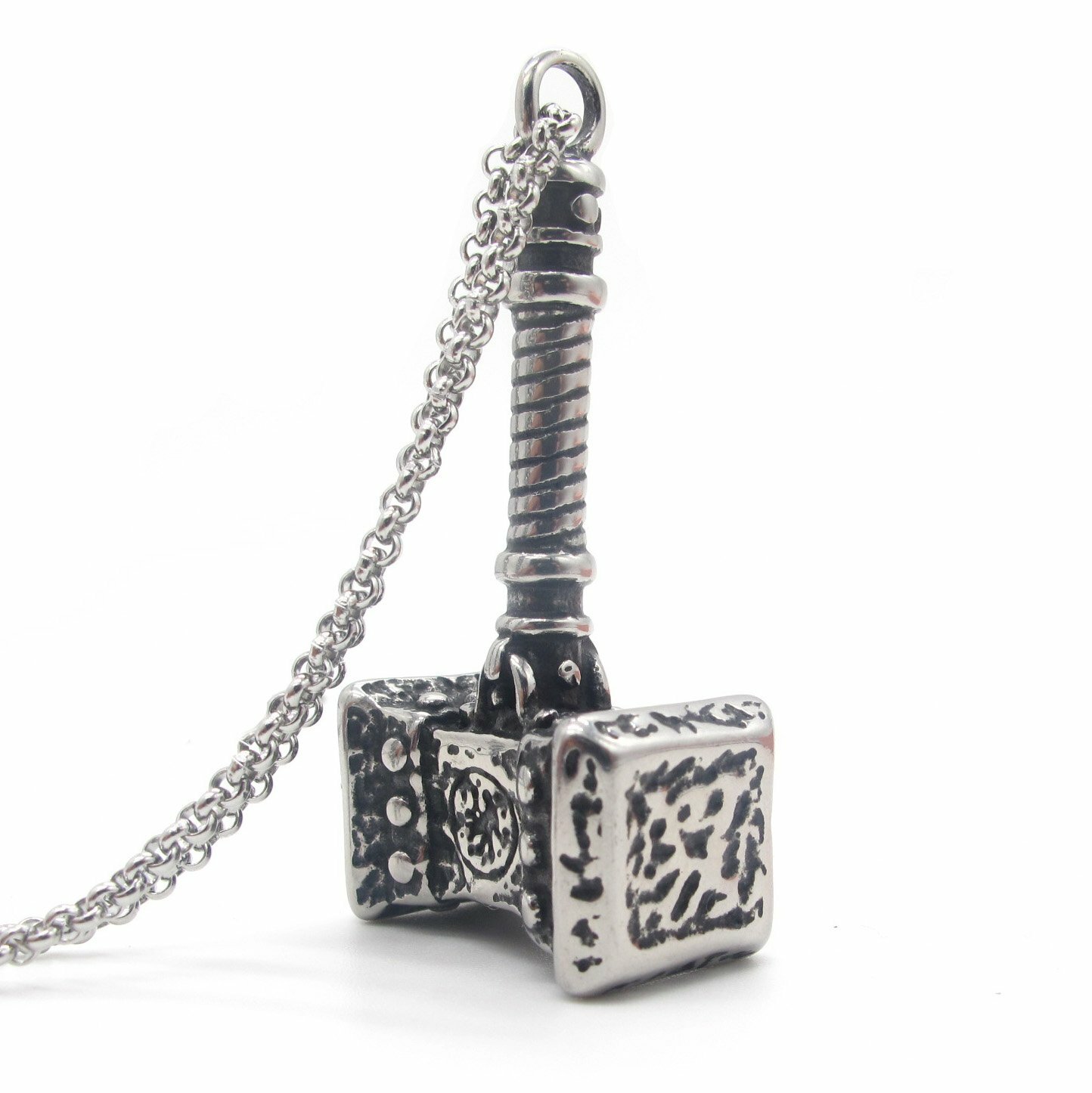 MENDEL Mens Viking Thor’s Hammer Necklace Pendant Mjolnir Odin Stainless Steel