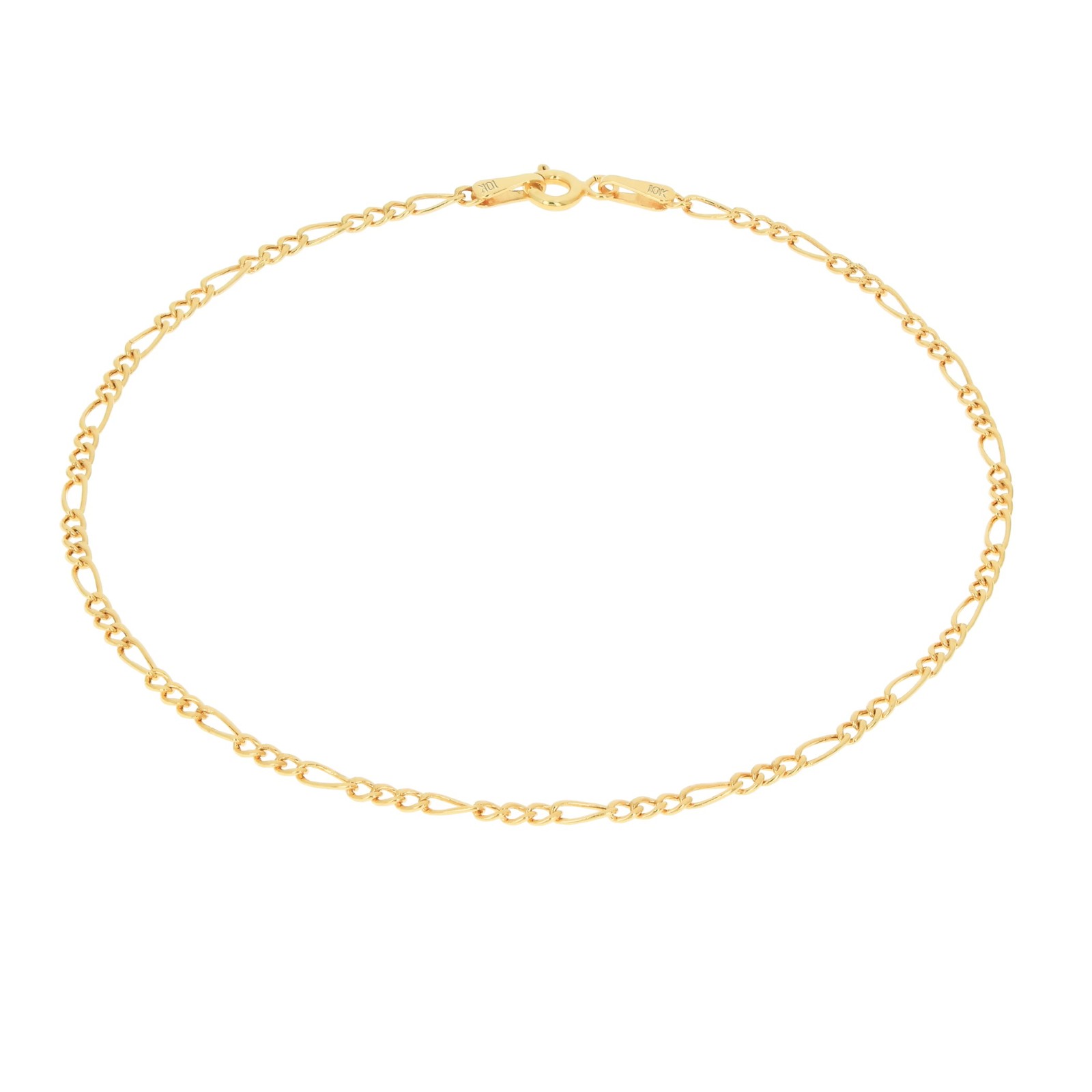 10K Yellow Gold 2mm-9mm Italian Figaro Chain Link Bracelet Mens Women 7″ 8″ 9″