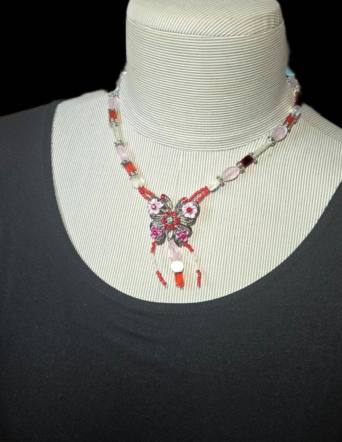 Handmade Beaded Pendant Necklaces Boho Floral Artisan Jewelry Set Gift 6 pc