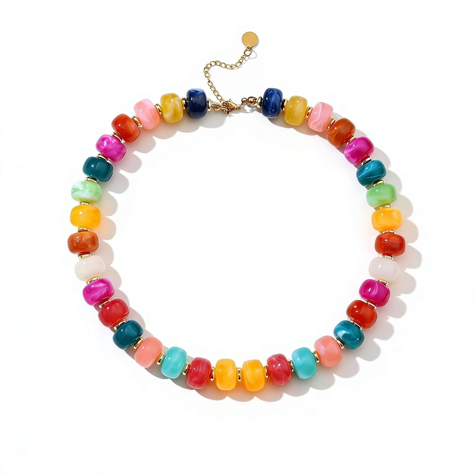 Chunky Beaded Statement Necklace for Women Colorful Boho Choker
