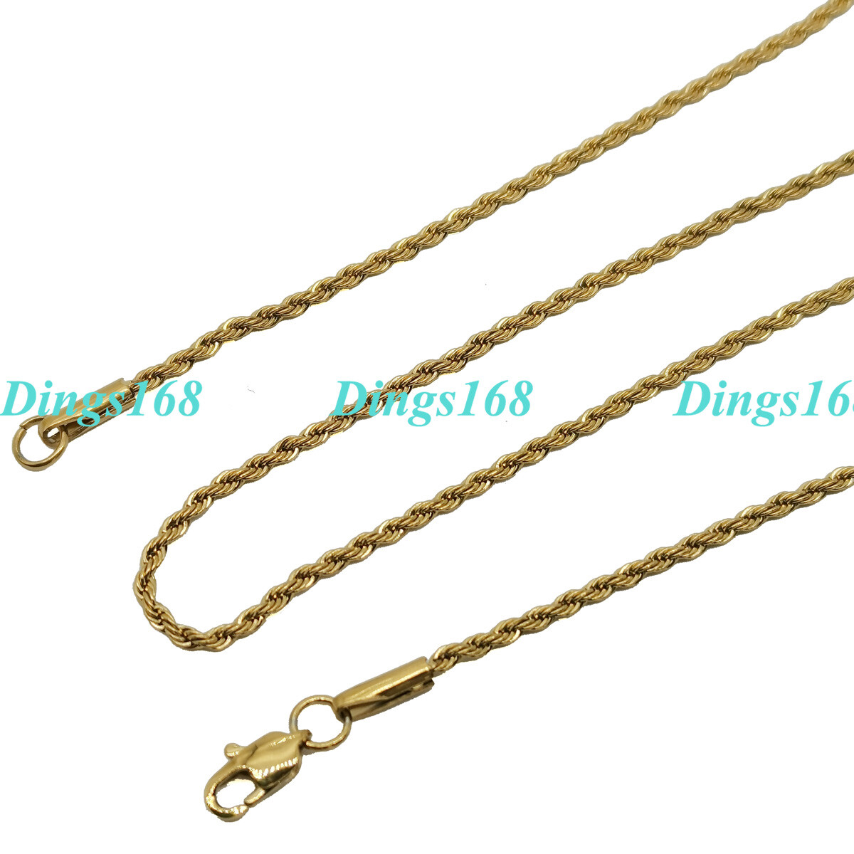 18K Gold Filled Classic Italian 16/18/20/22/24/26/28-32 Inch Rope Chain Necklace