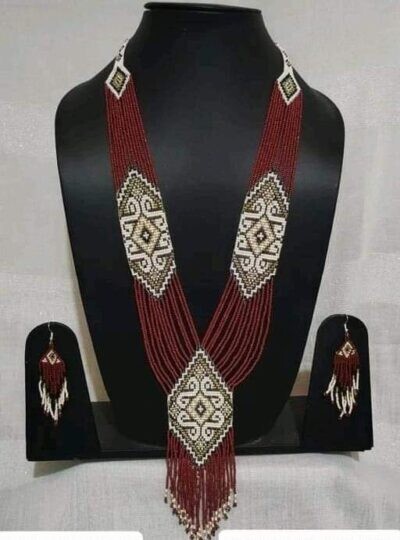 Handmade Necklace Seed Bead Boho American Style Nativ Beaded Multi Strand