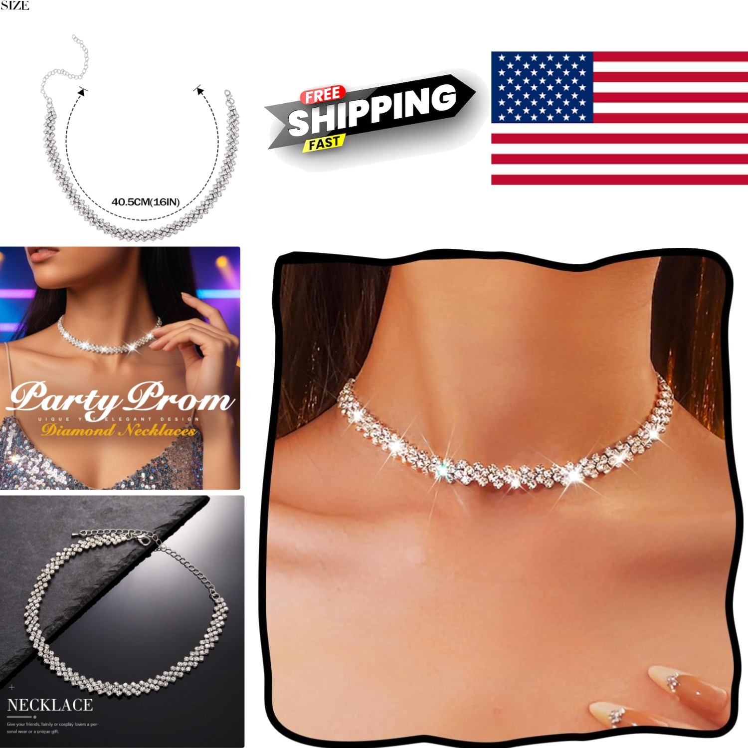 Gorgeous Rhinestone Choker Necklace Sparkly Crystal for Special Occasions