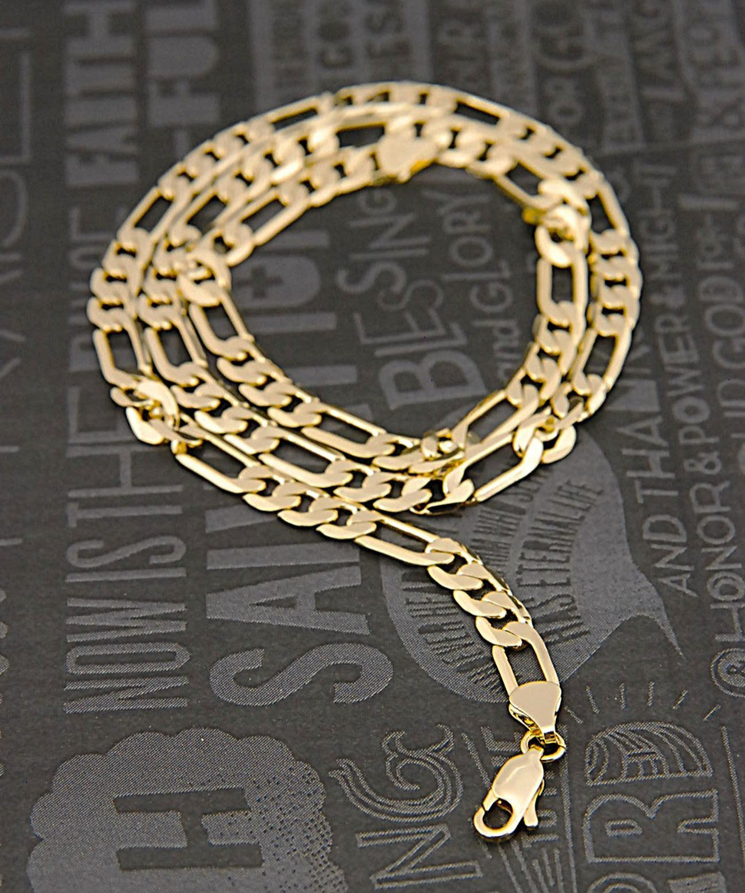 Fashion 14k Yellow Gold Plated Width 4 5 6 7 8 10 mm Figaro Link Chain Necklace