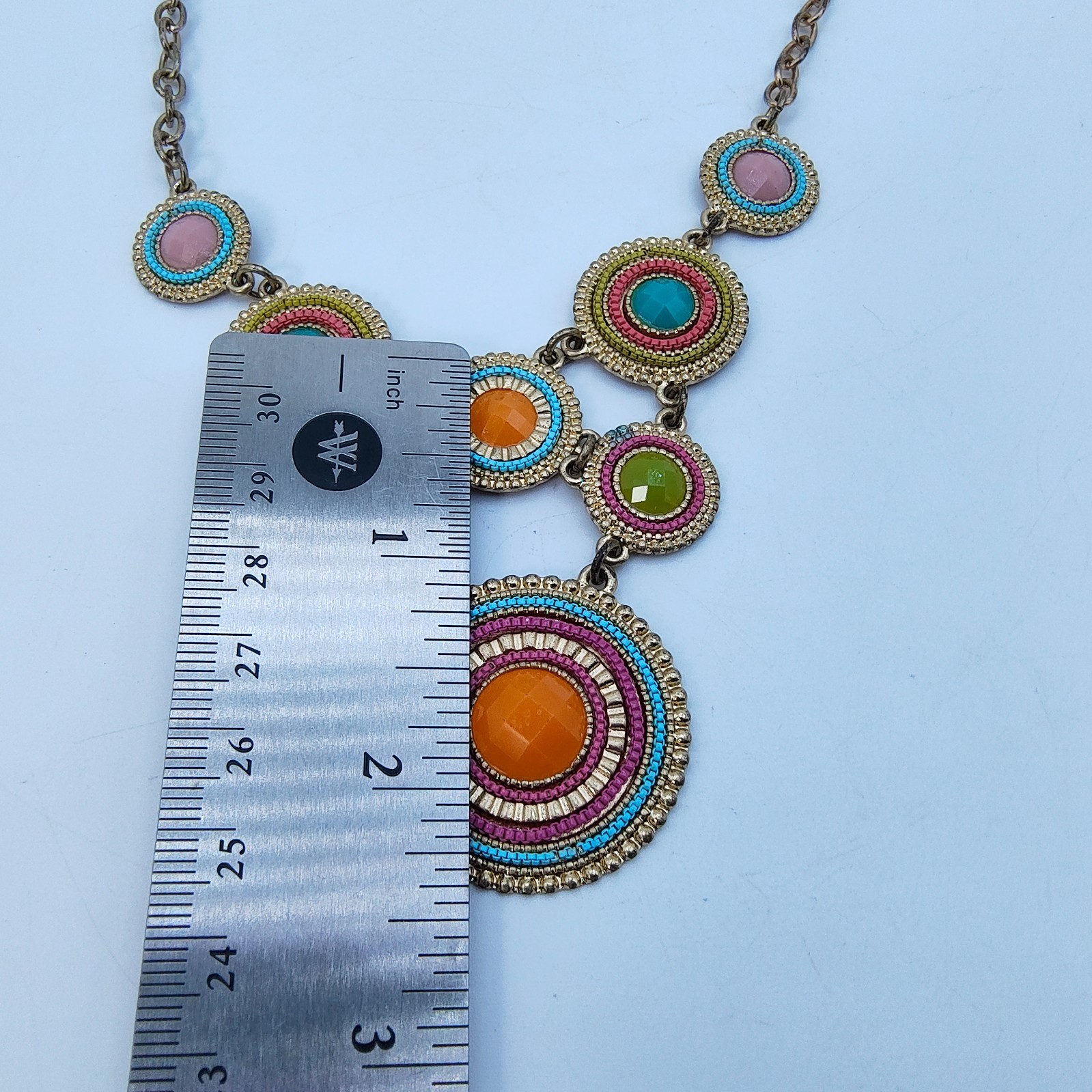 Boho Chic Beaded Medallion Bib Necklace Colorful Maximalist Ethnic Style