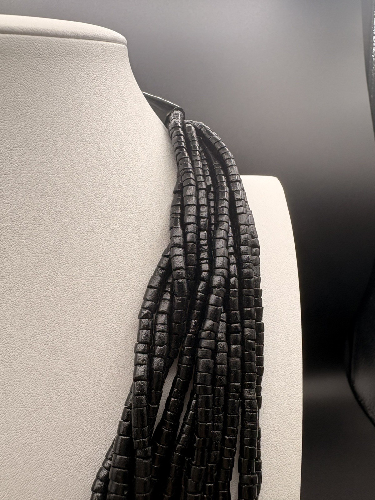 Natural Beauties 15-Strand Black Beaded Necklace with Hook