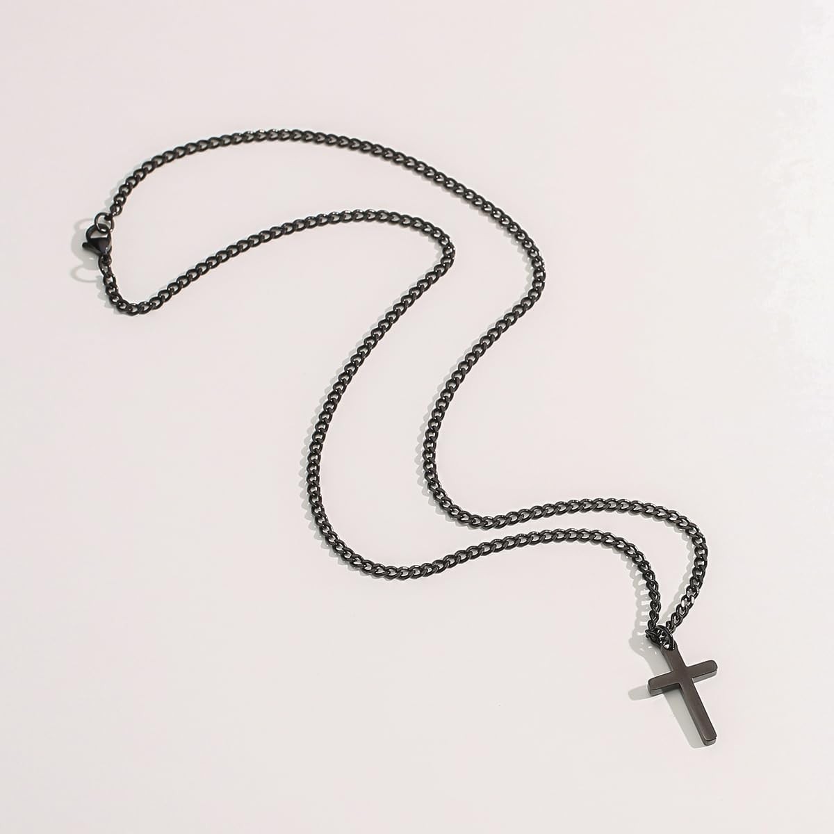 Elegant 14K Gold Filled Cross Necklace with Adjustable Cuban Chain 16-24 Inches