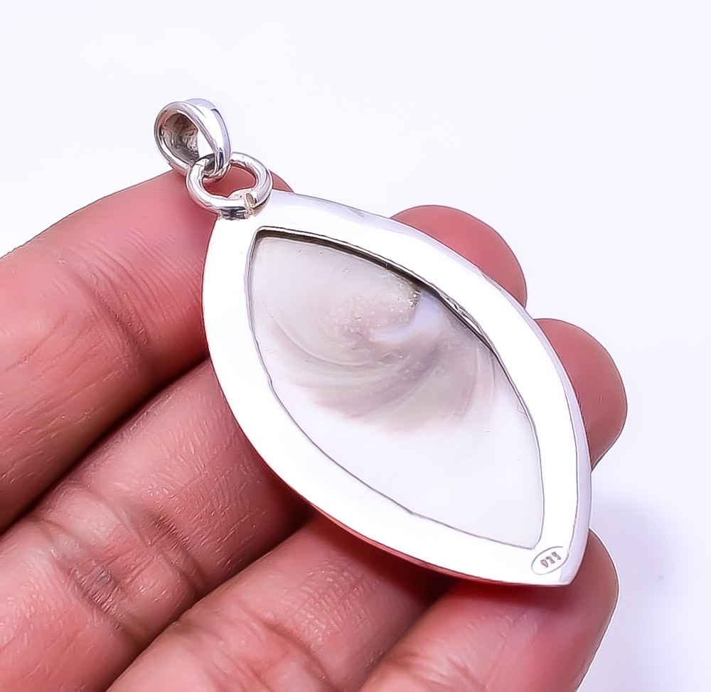 Shiva Eye Shell-Turkey 925 Sterling Silver Pendant 2.34″, Christmas Gift P37310