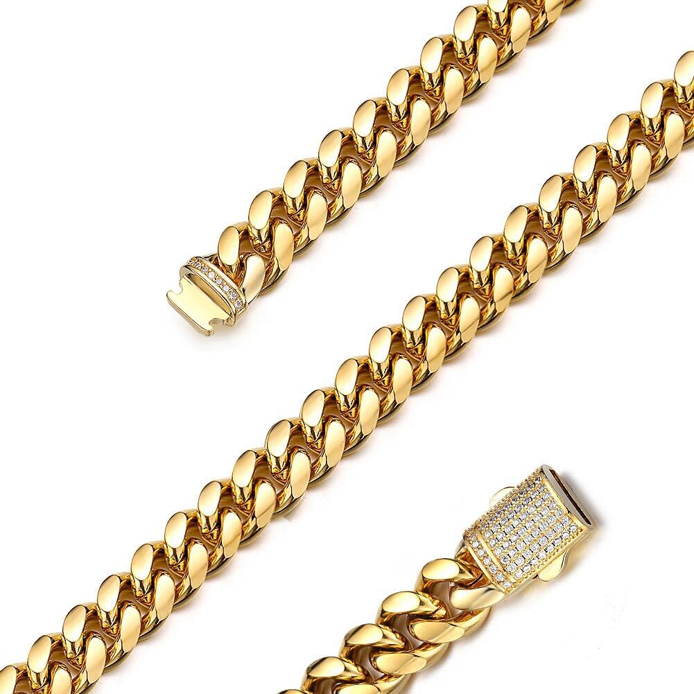 Women Men’s 18K Gold Plated Stainless Steel Curb Cuban Link Chain Necklace