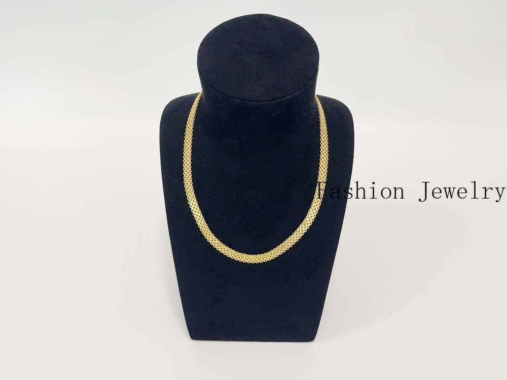 Solid 18K Yellow Gold Vintage Multi Layer Wide Necklace Chain 8mm 24in Men/women