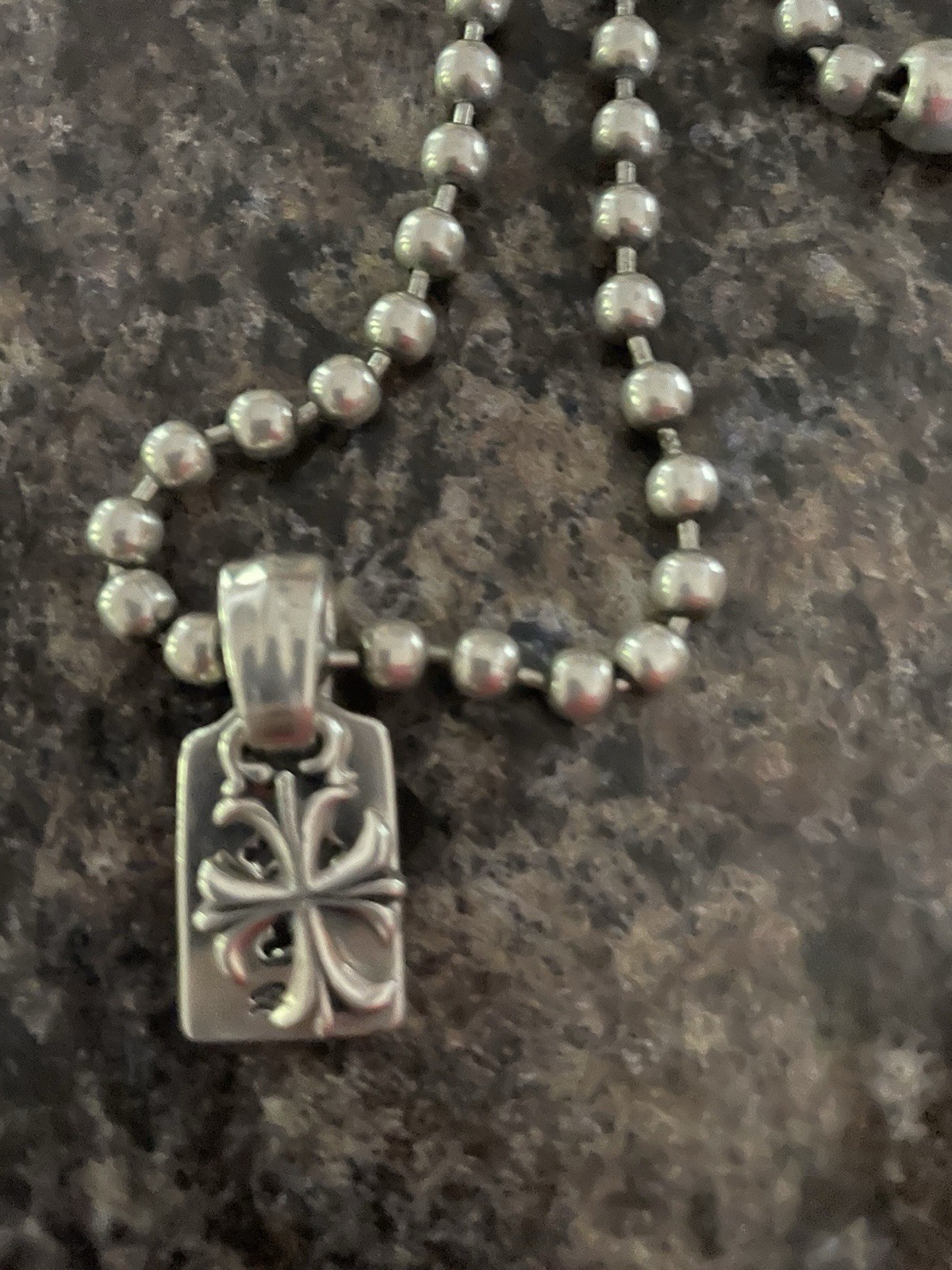 Bill Wall Bal Chain Dog Tag and cross necklace custom made 925 silver
