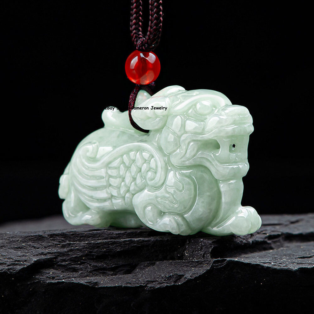Real Grade A Natural Green Jade Jadeite Men Women Wealth Dragon Pixiu Pendant