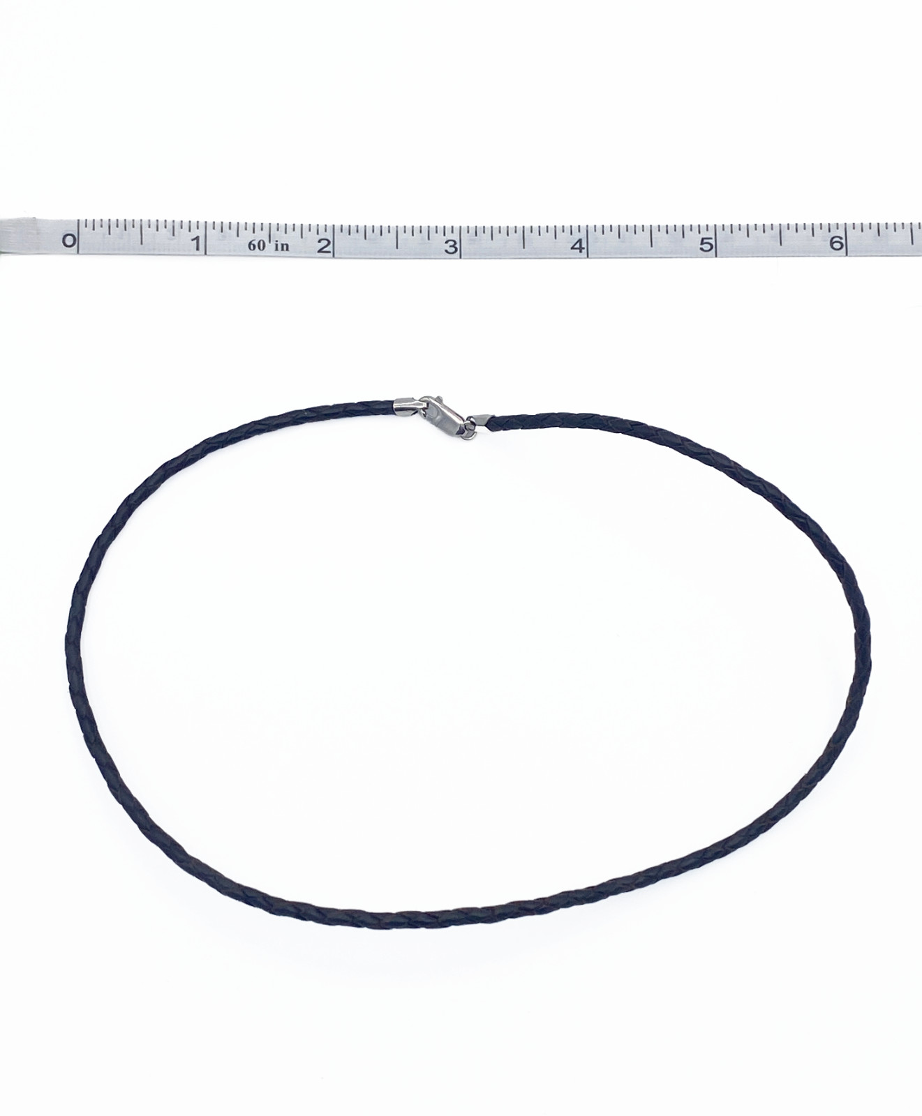 Dark Brown Braided Leather Cord Necklace 16in 3mm 925 Sterling Clasp