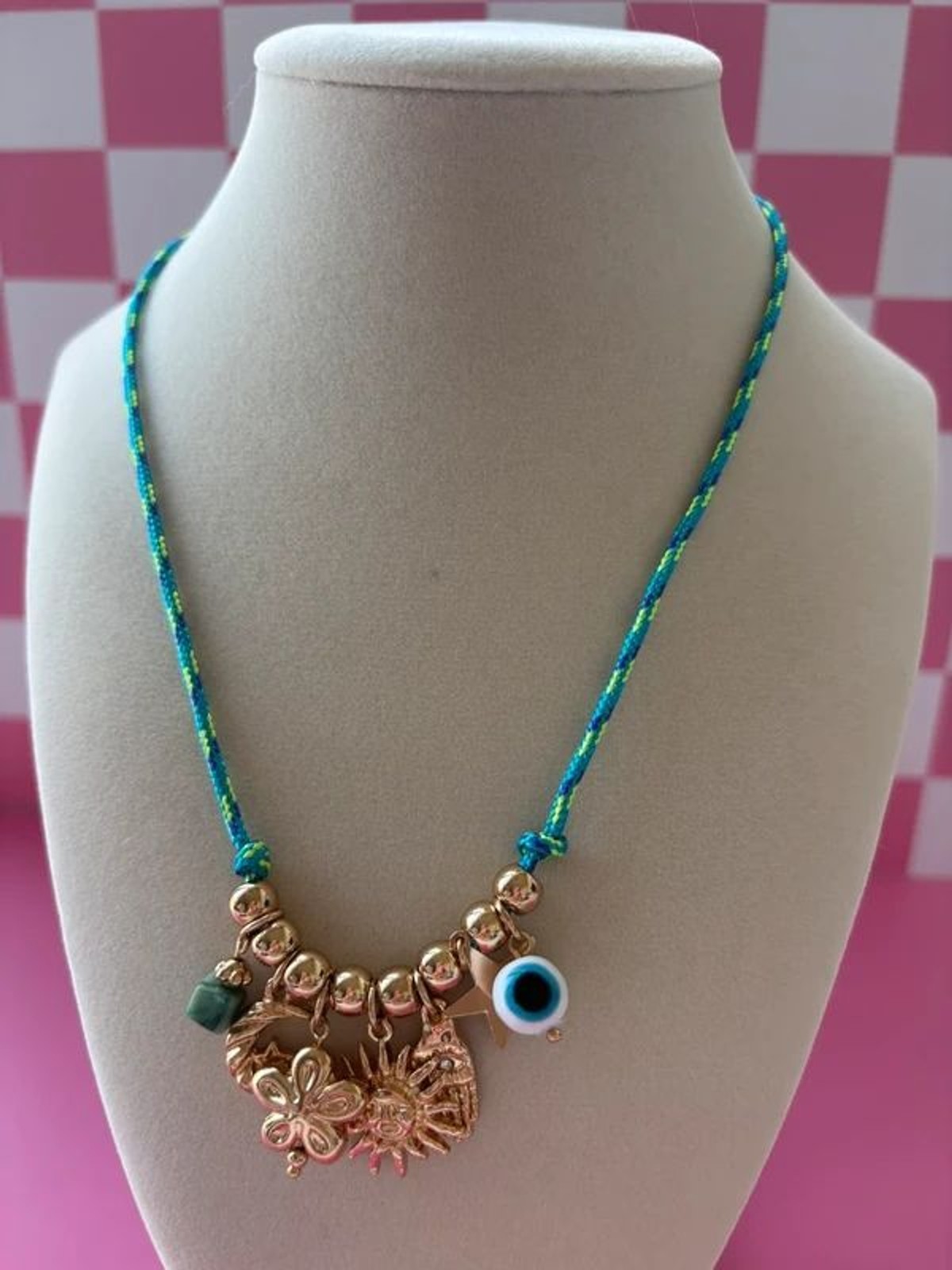Blue and Gold Summery Necklace