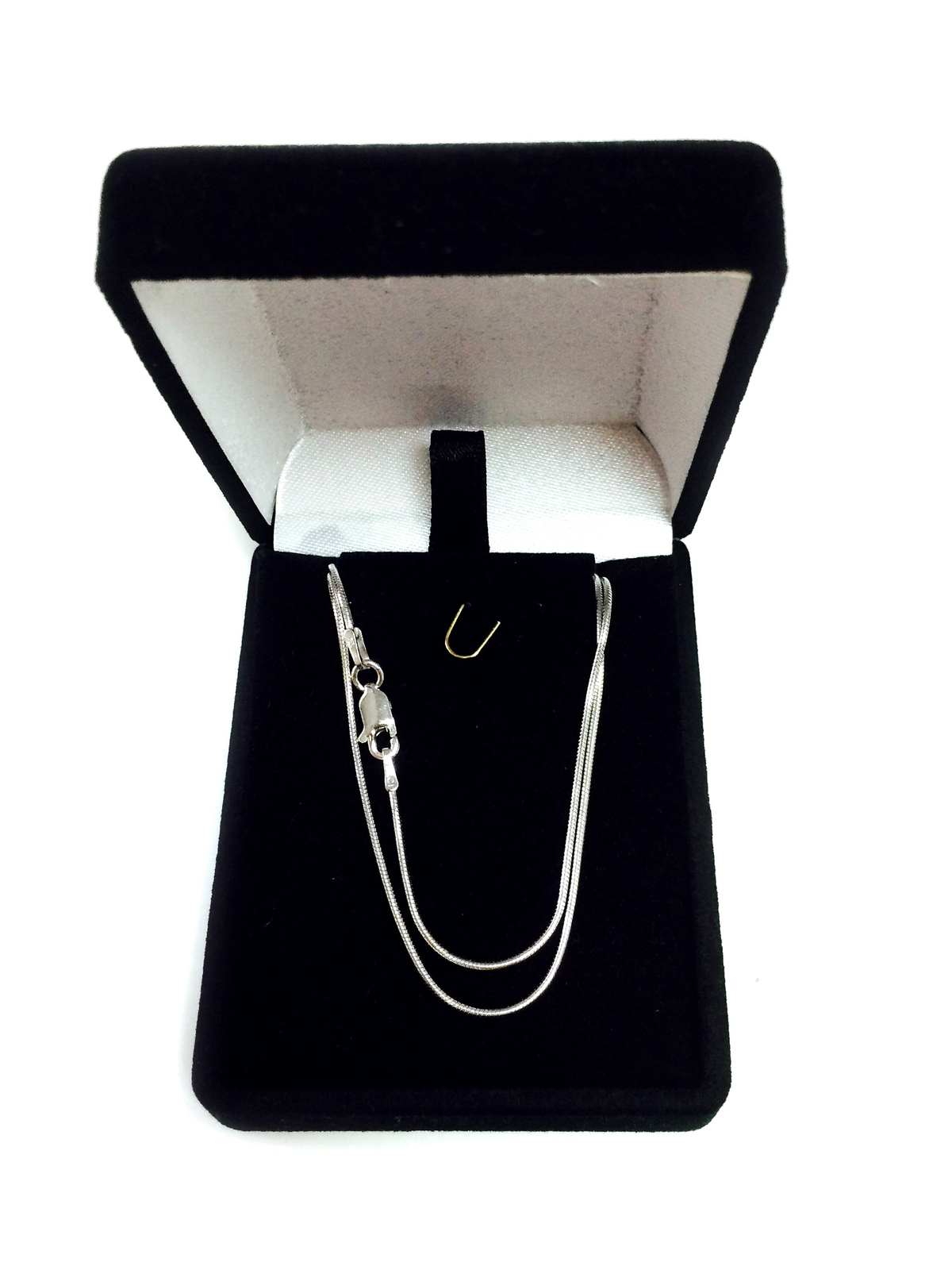 Sterling Silver Rhodium Plated Round Snake Chain Necklace, 1.1mm, 20″