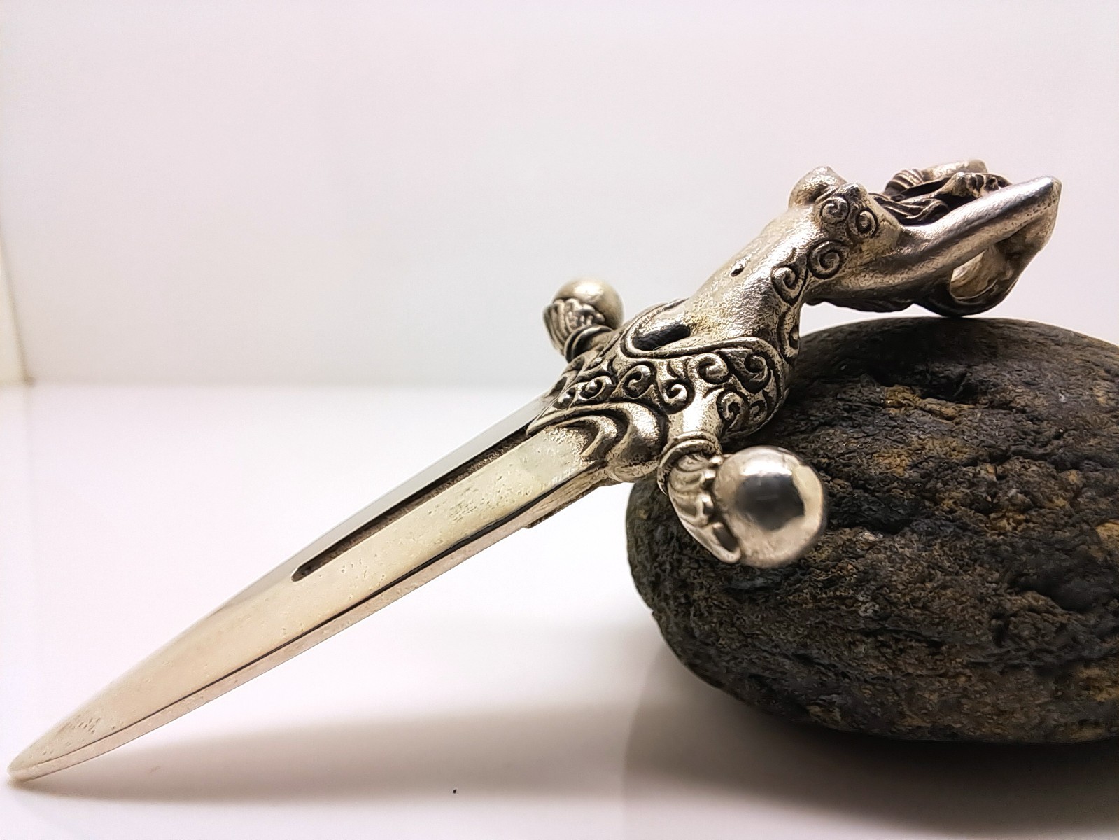 925 Sterling Silver Dagger Pendant – Gothic Fantasy Sword Female Figure Pendant