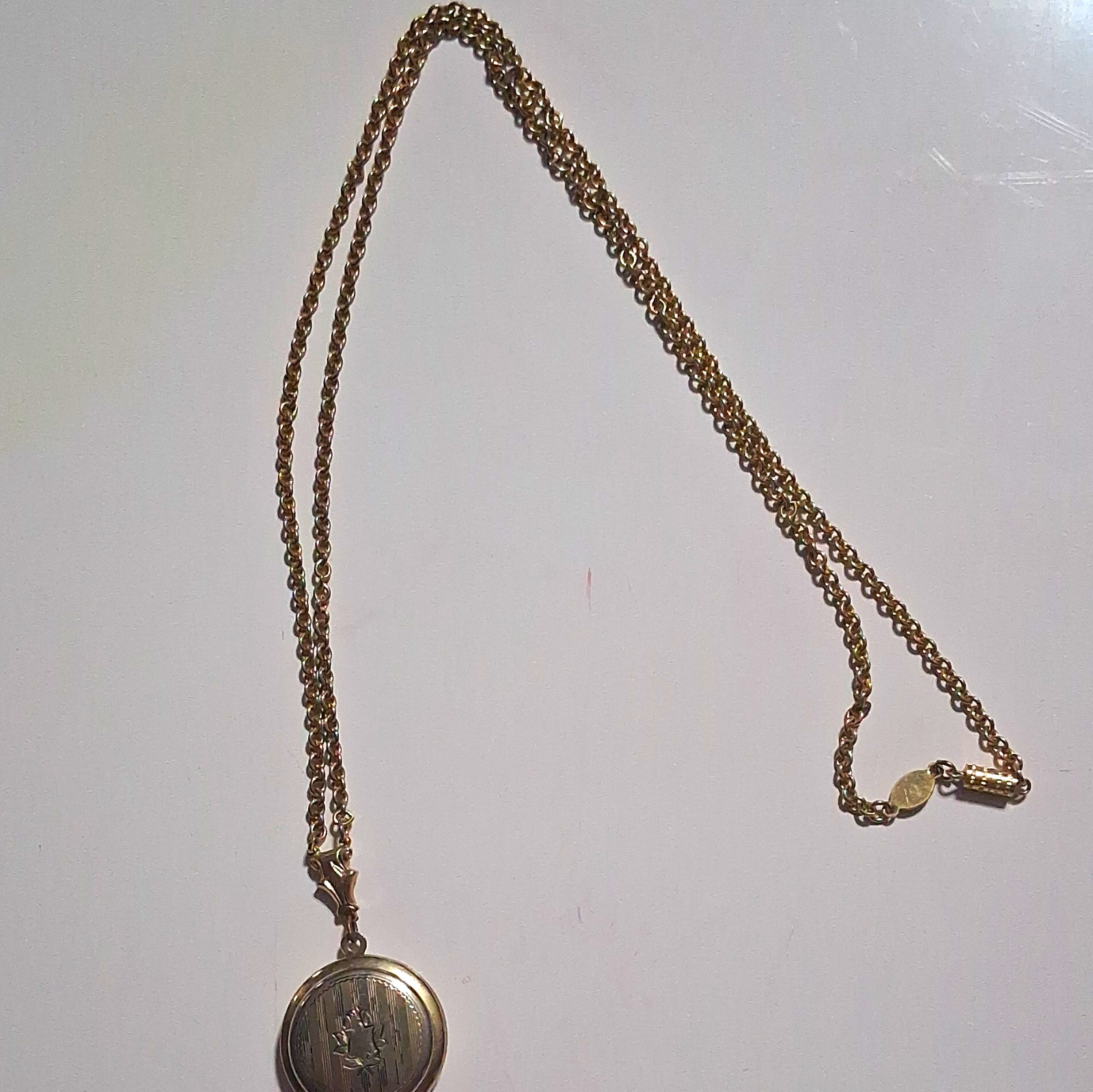 1/20 12K GF Yellow Gold Filled Round Locket Pendant Rope Chain Necklace