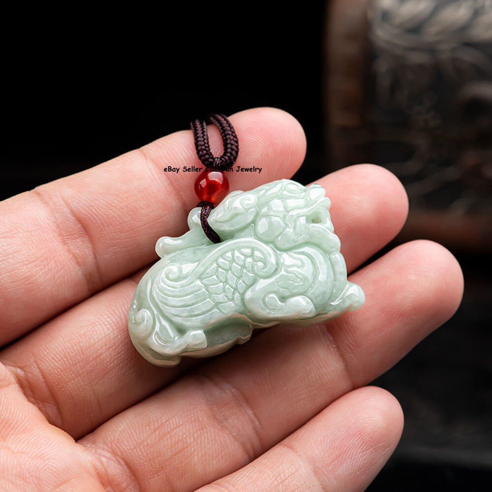 Real Grade A Natural Green Jade Jadeite Men Women Wealth Dragon Pixiu Pendant
