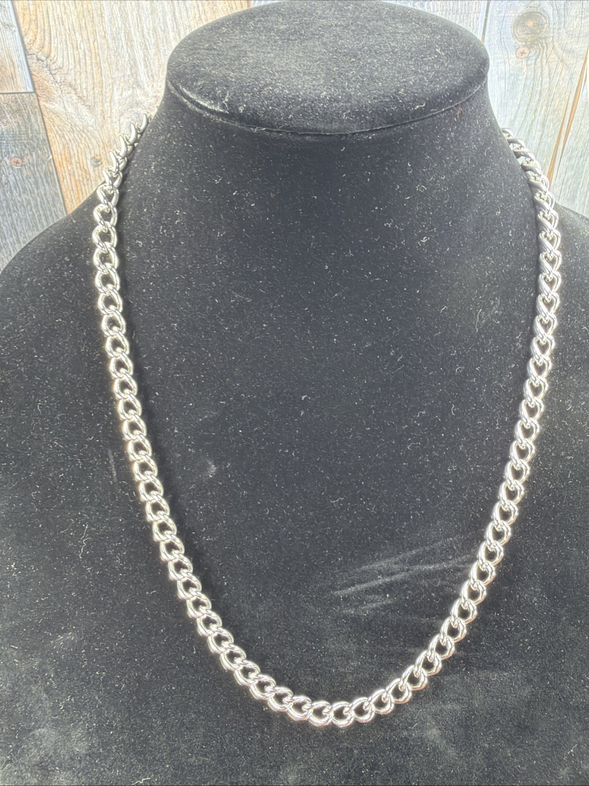 HSN Bellezza Bronze Silver Tone Cuban Link Chain Necklace ~ 22″ + magnetic clasp