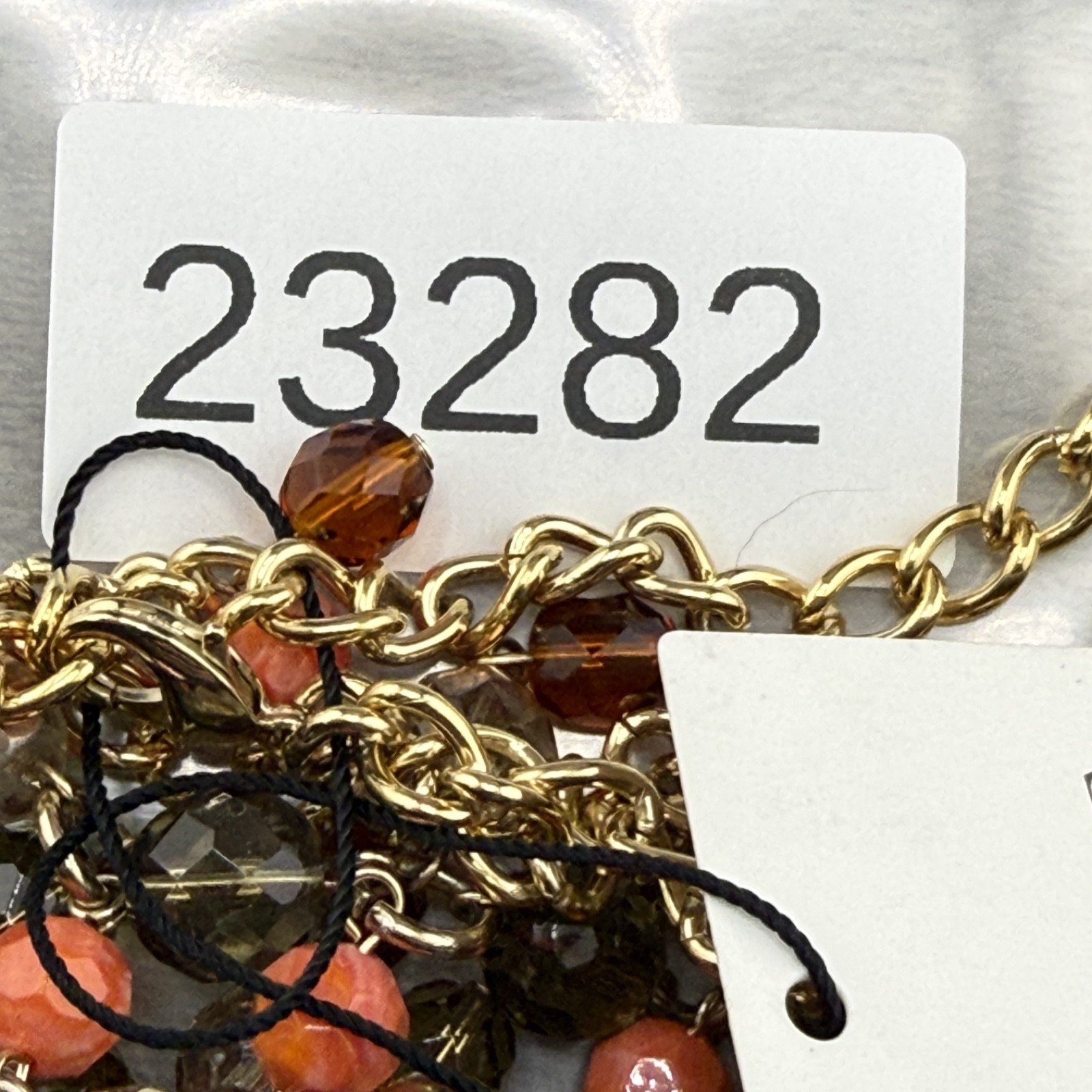 Adore Statement Necklace Bib Beaded Gold Tone Orange 16”