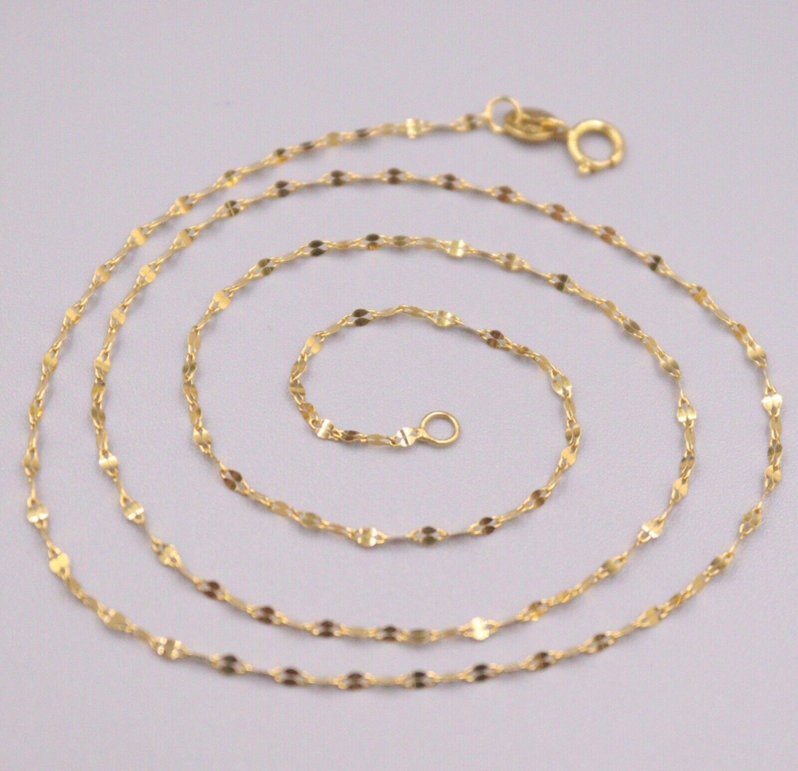 Pure Au750 18K Yellow Gold Necklace Women Lip Link Chain 16inch