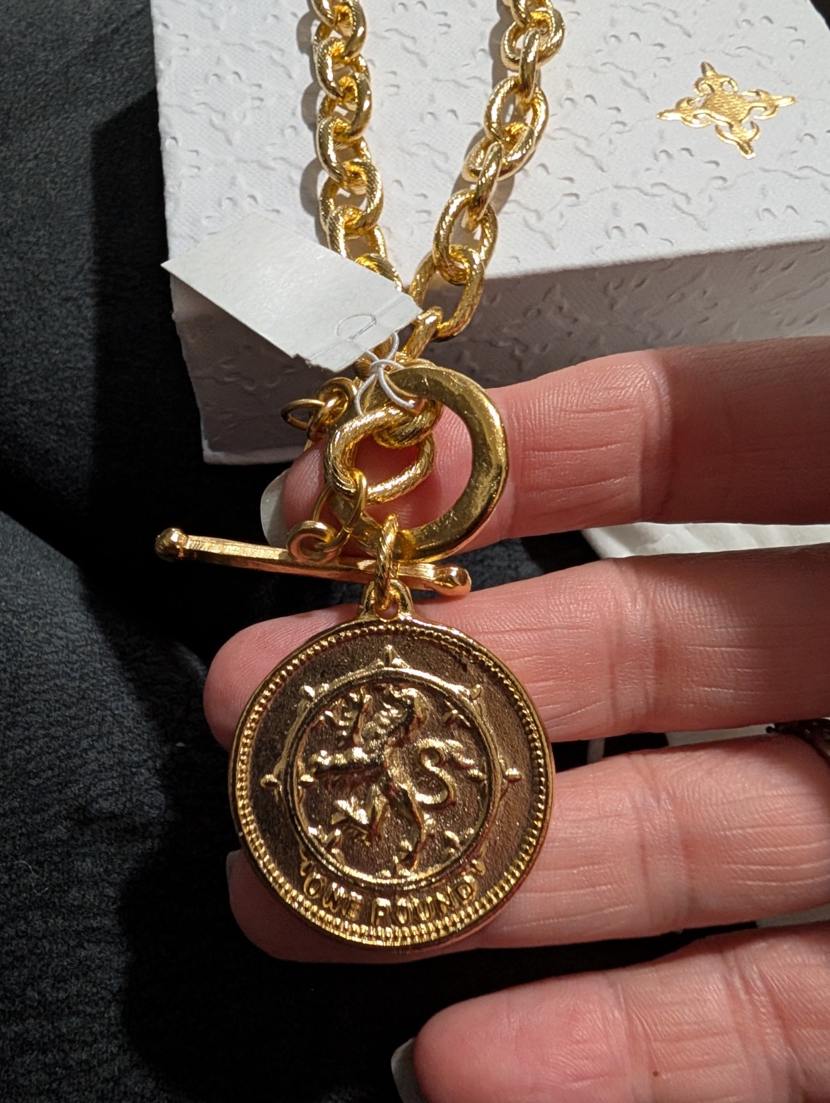 Susan Shaw Queen Elizabeth Coin Toggle Necklace
