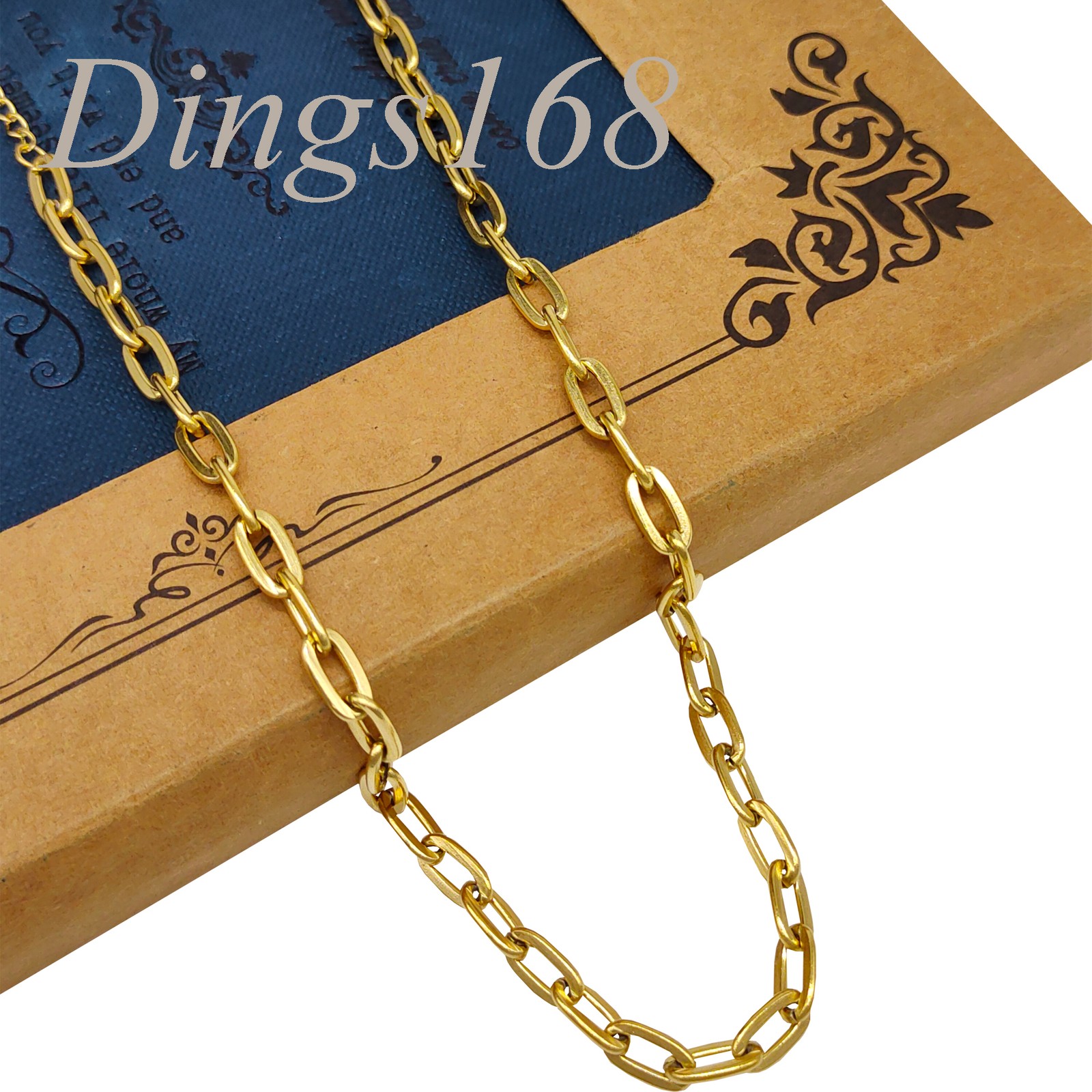 Real 18K Yellow Gold Filled Tarnish-Free 14″+2.4″ Wide Paper Clip Chain Necklace