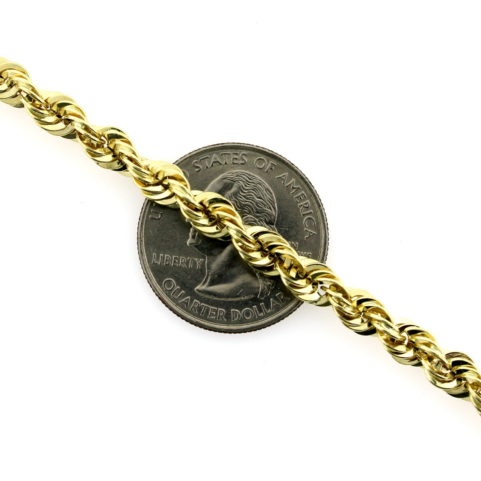 10K Yellow Gold 6mm 26″ Diamond Cut Rope Chain Link Necklace Mens Womens