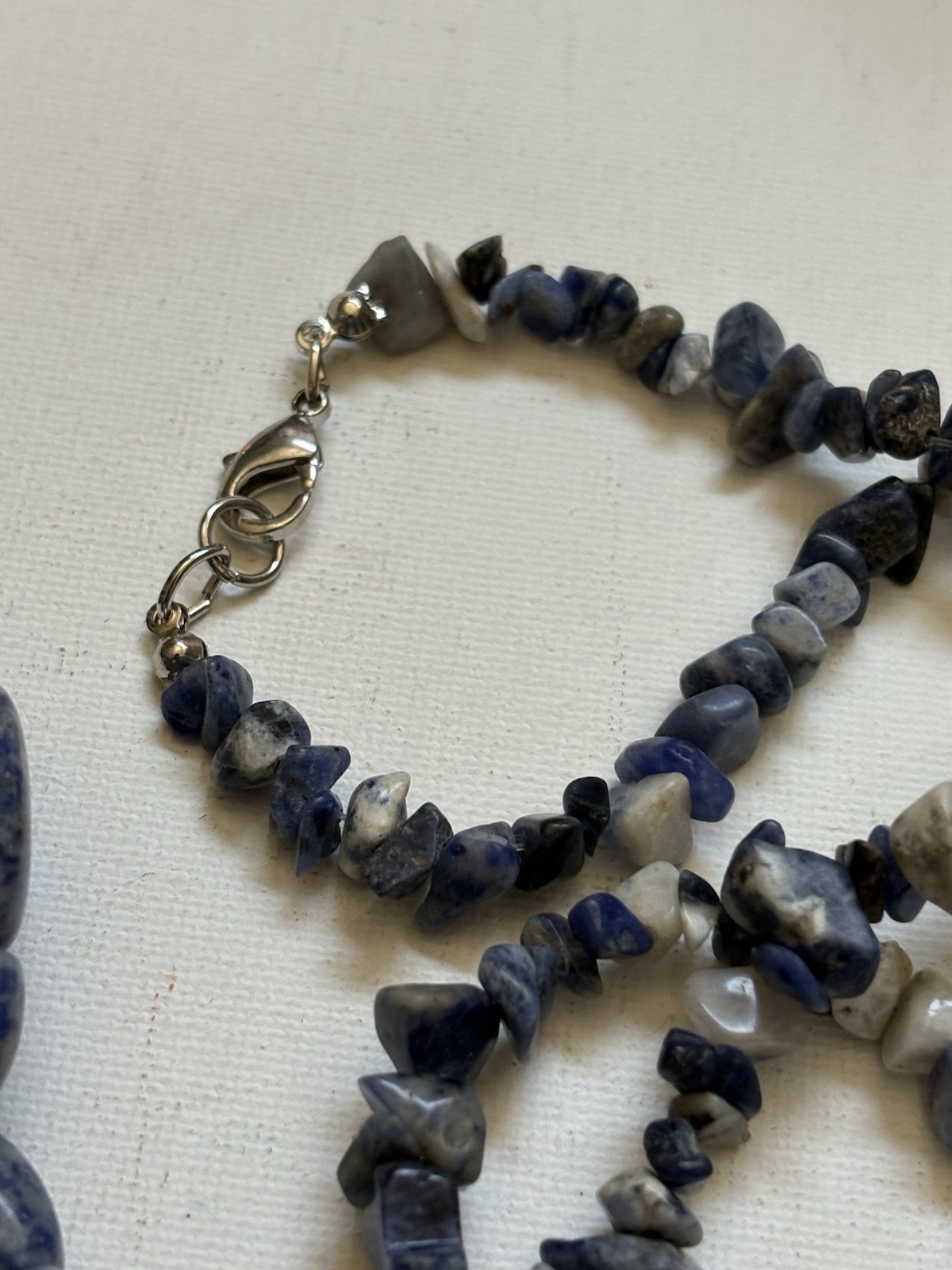 Blue Sodalite Stone Jewelry Lot Chip Bead Necklaces Polished Beads Bracelet Set