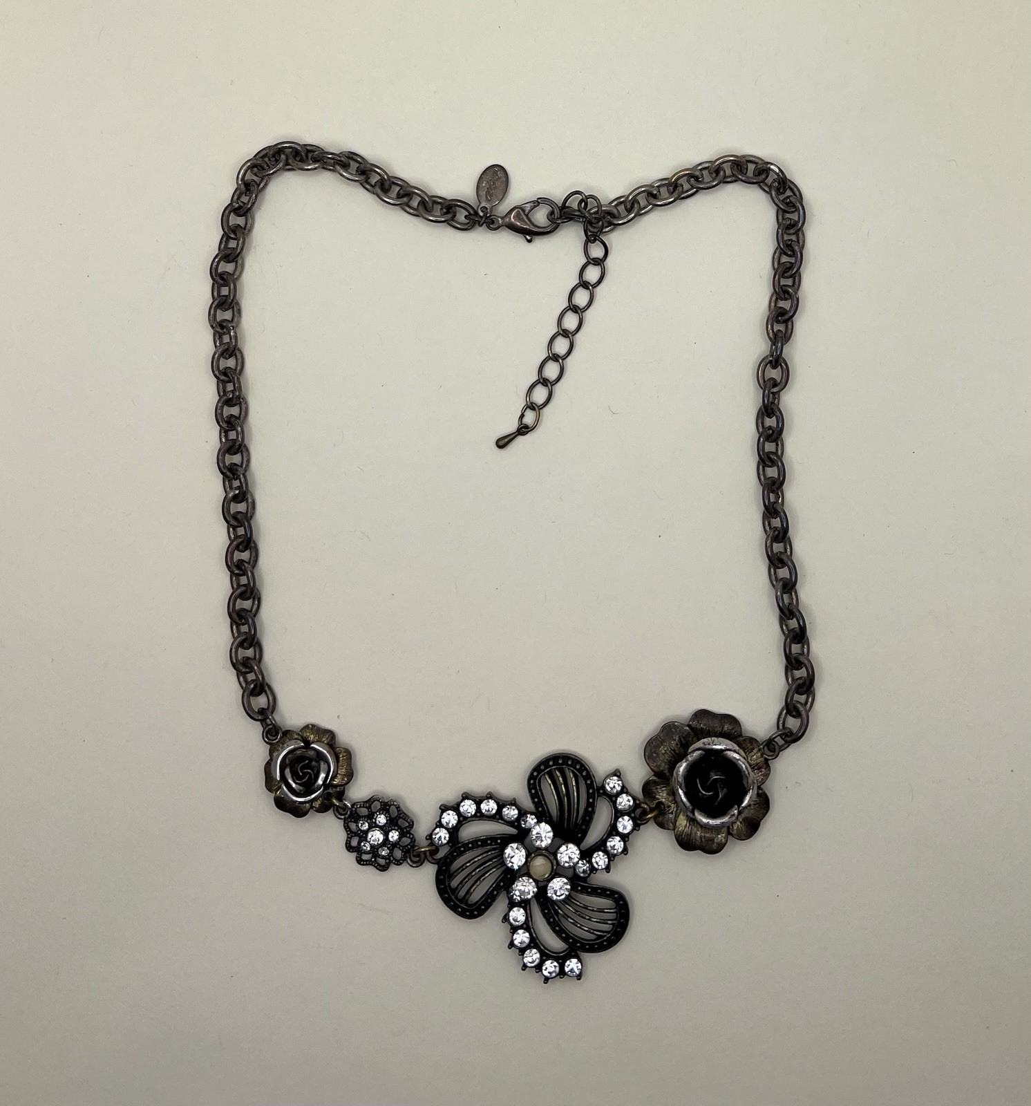 American Eagle Outfitters- Multi Metal & Rhinestone Floral Adjustable Necklace