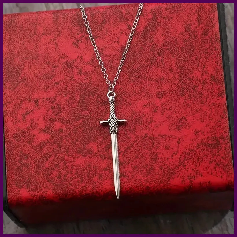 Retro [One Sword Pendant] Retro Sword Pendant Necklace, Punk Style Cross Zinc