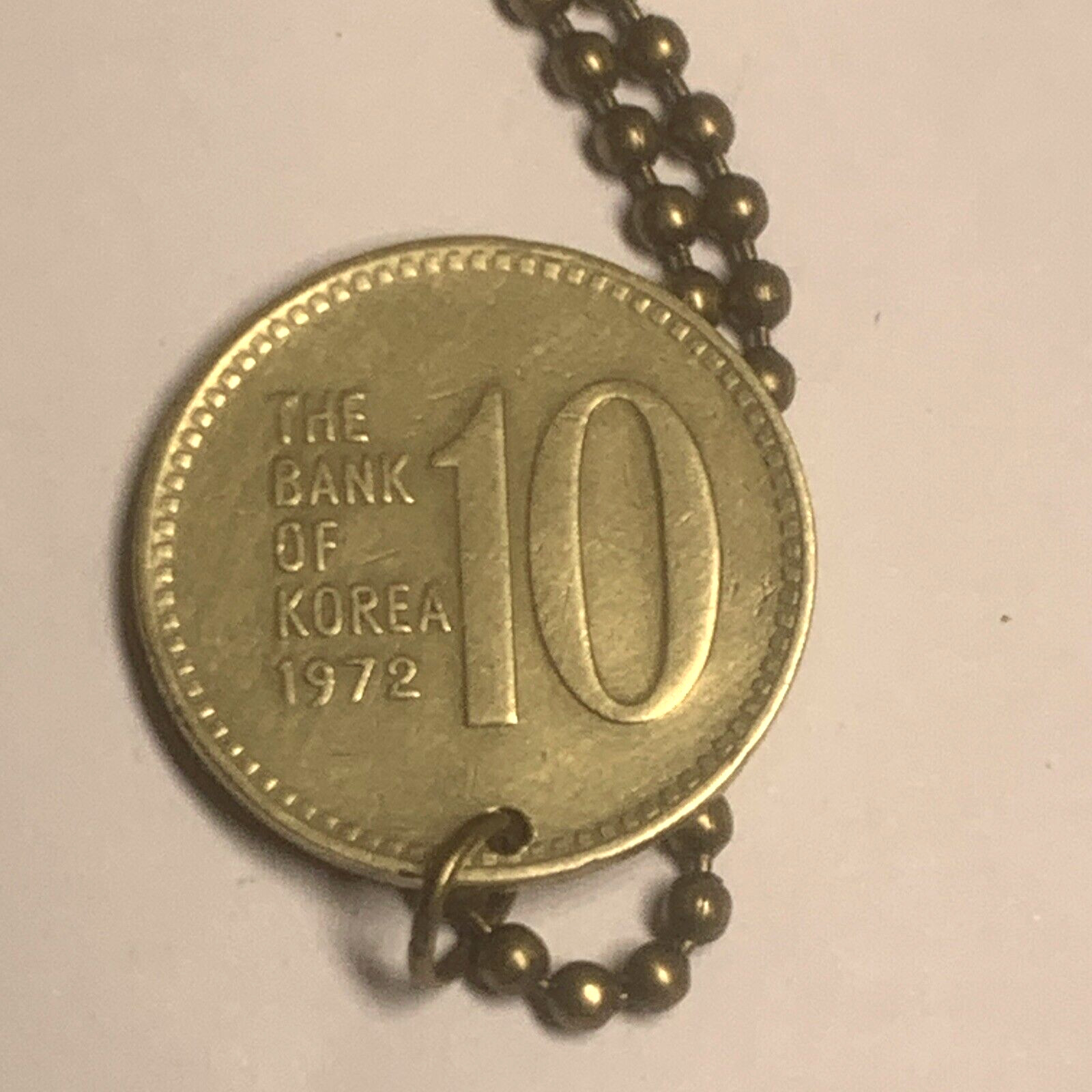 1972 South Korea 10 Won Coin Pendant Dabotap Pagoda temple Seoul Busan. A1