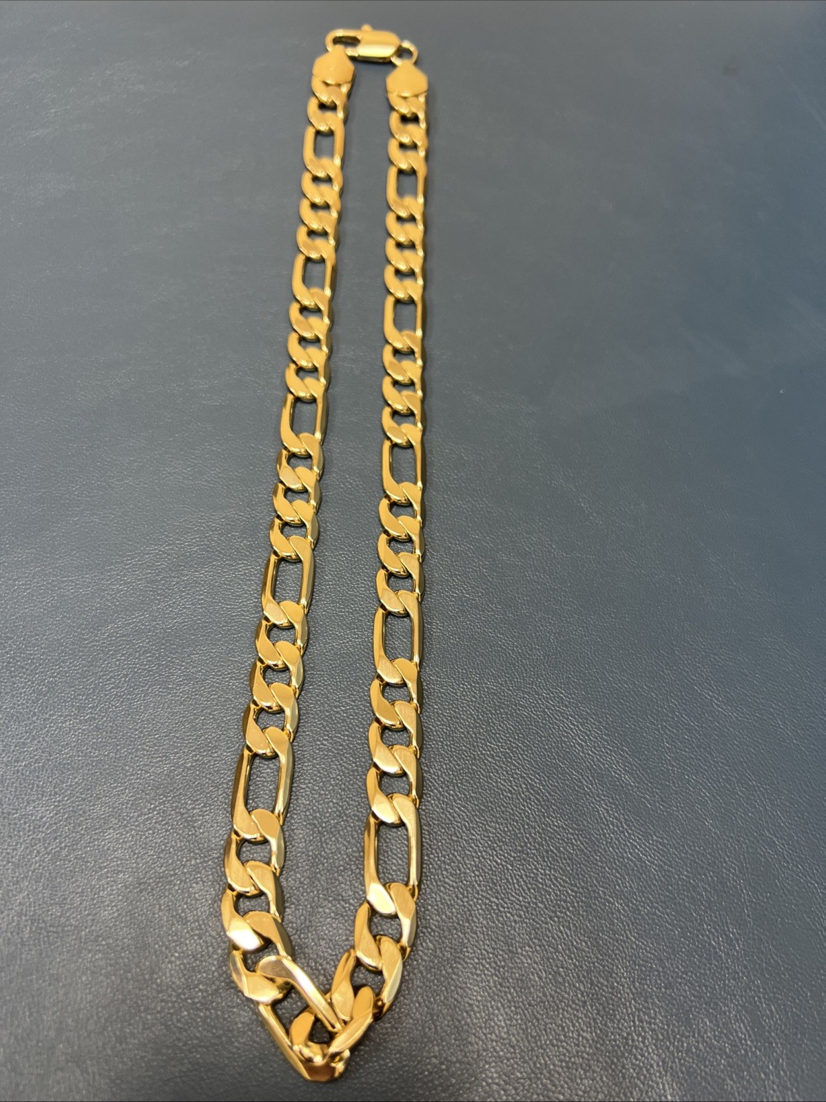 22 INCH 12MM FIGARO 14KT GOLD ELECTROPLATED 10X HIGH QUALITY
