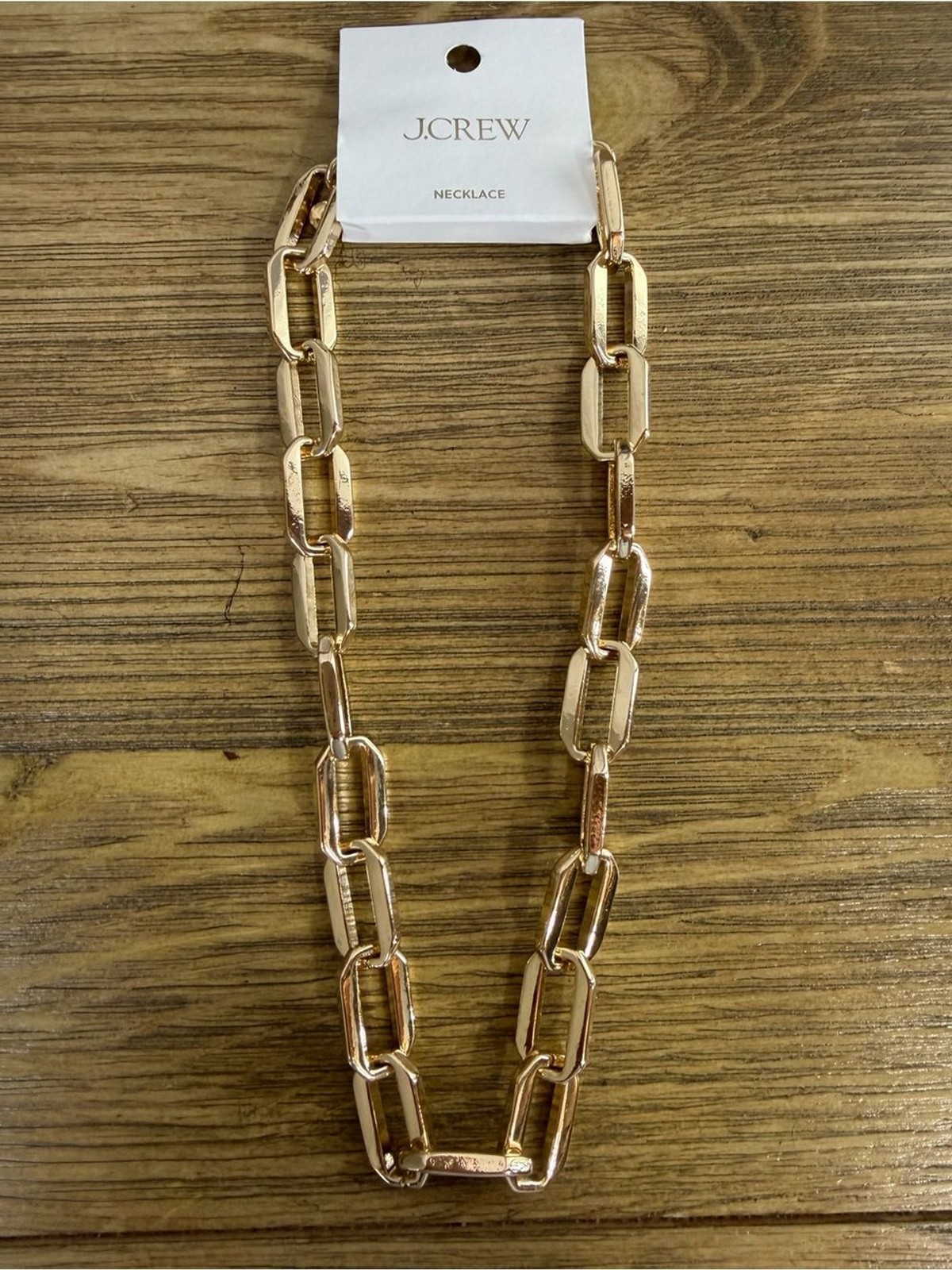 NWT J. Crew Rectangle Link Statement Necklace Goldtone Chunky Preppy Classic