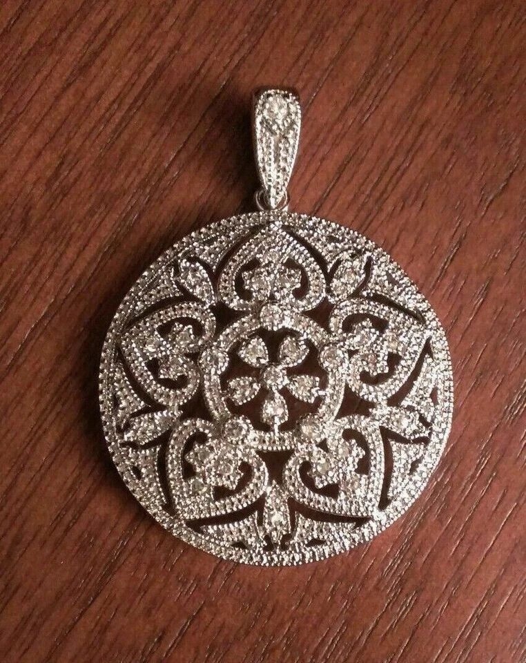 4TCW Round Cut Simulated Diamond Cluster Pendant 14k White Gold Plated
