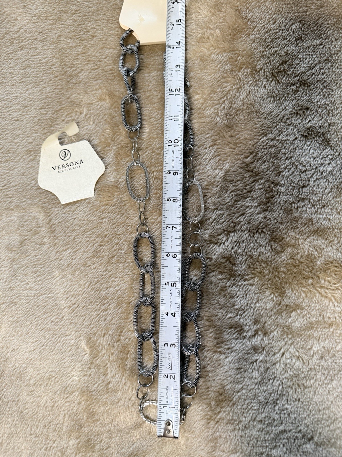 Versona oval link silver tone necklace New