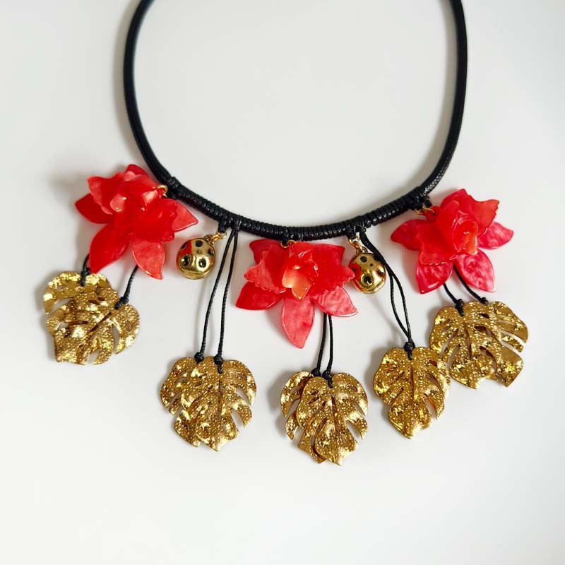 16″ Zara Flower Leaf Bib Statement Necklace Retro Women Party Vacation Jewelry