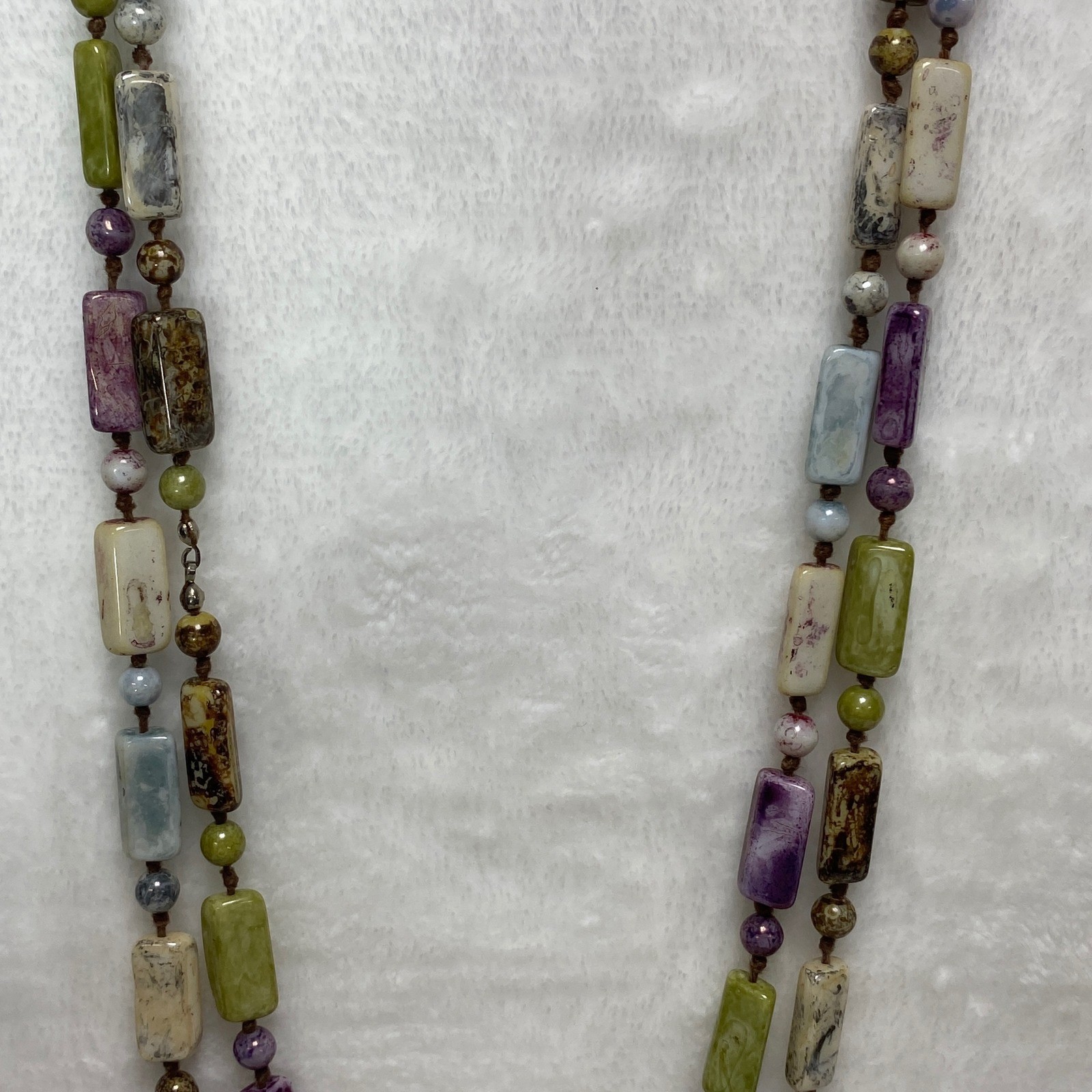 VTG Scottish Multi-Colored Stone Beaded Necklace Gemstone Statement Chunky