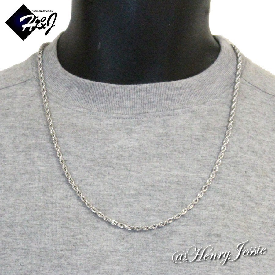 24″MEN’s Stainless Steel 3.5mm Silver Smooth Rope Chain Necklace